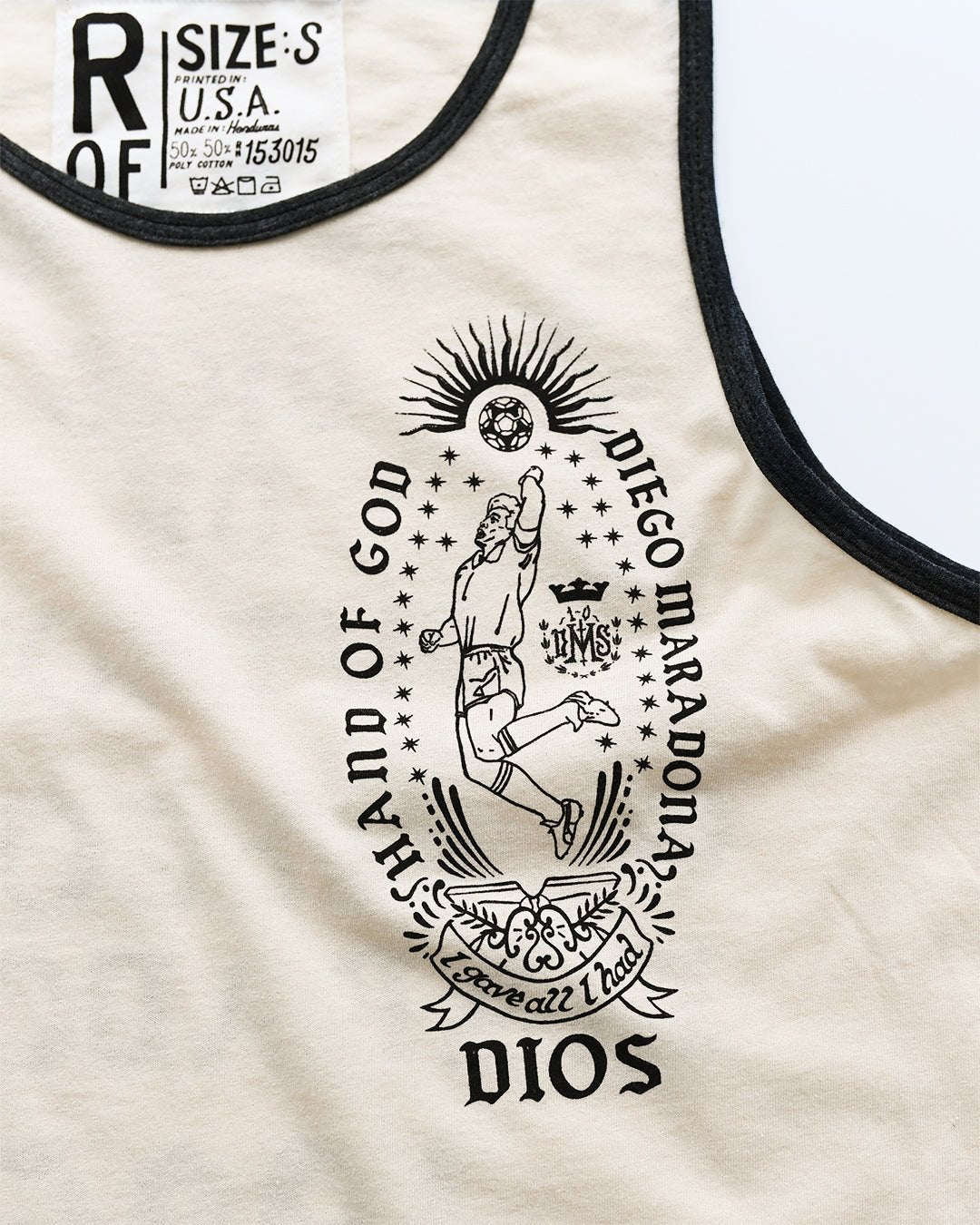 Diego Maradona Hand of God &#39;86 White Tank - Roots of Fight