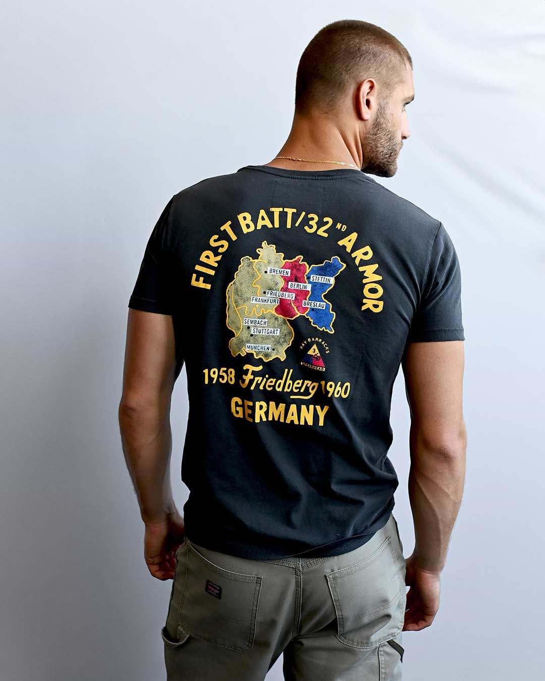Elvis 32nd Armor &#39;58 Germany Black Tee - Roots of Fight
