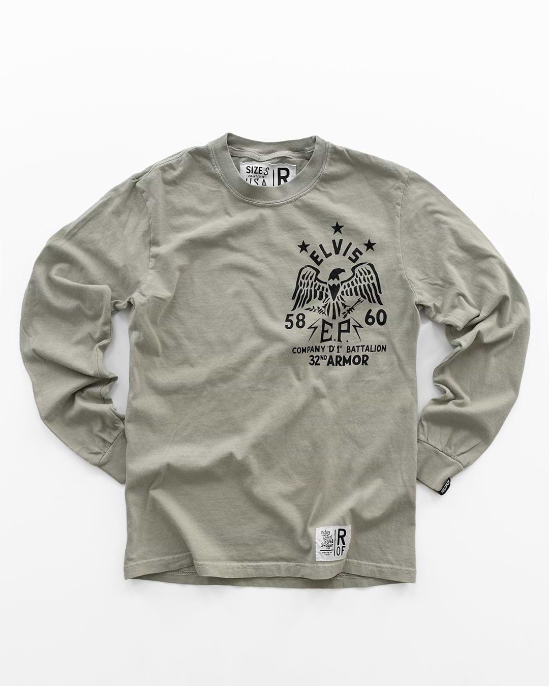 Elvis Company D Khaki Long Sleeve Tee - Roots of Fight