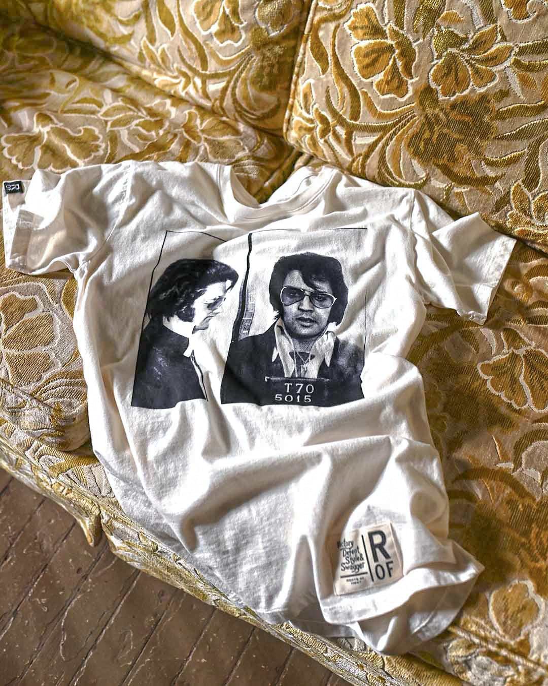 Elvis Presley Mug Shot Photo White Tee