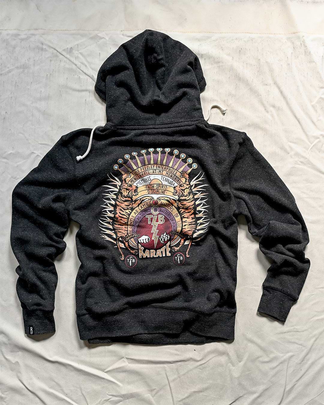 Elvis TCB Tiger Crest Black PO Hoody - Roots of Fight