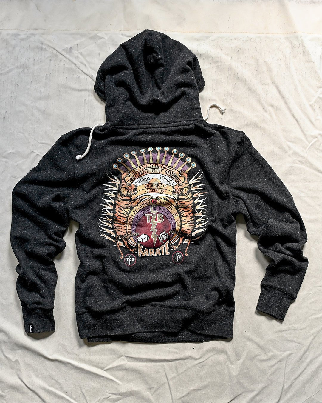 Elvis TCB Tiger Crest Black PO Hoody - Roots of Fight