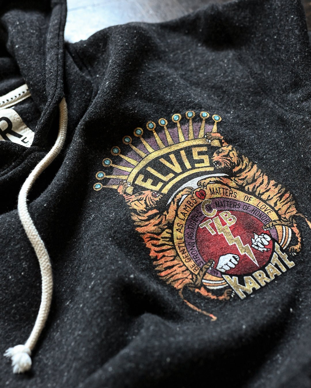 Elvis TCB Tiger Crest Black PO Hoody - Roots of Fight