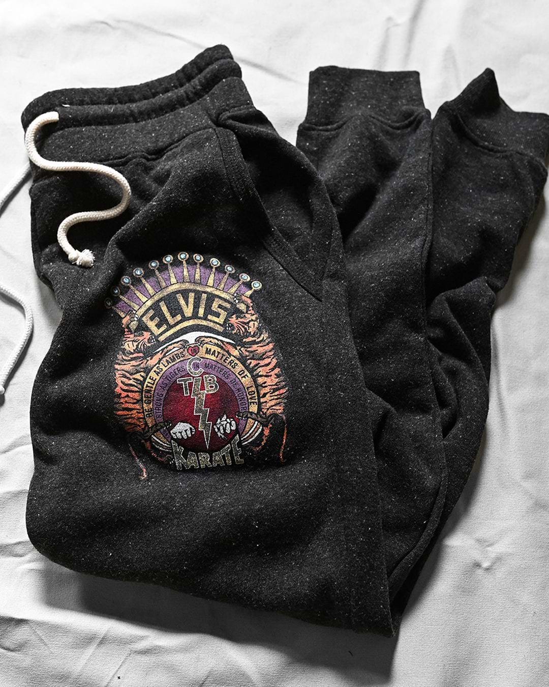 Elvis TCB Tiger Crest Black Sweatpants - Roots of Fight