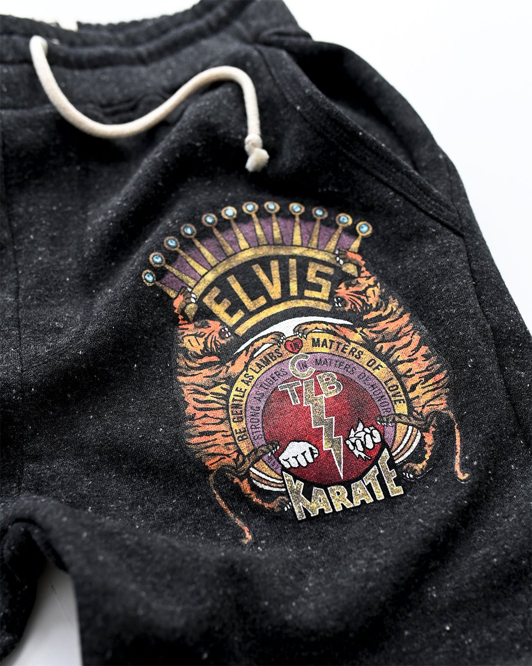 Elvis TCB Tiger Crest Black Sweatpants - Roots of Fight