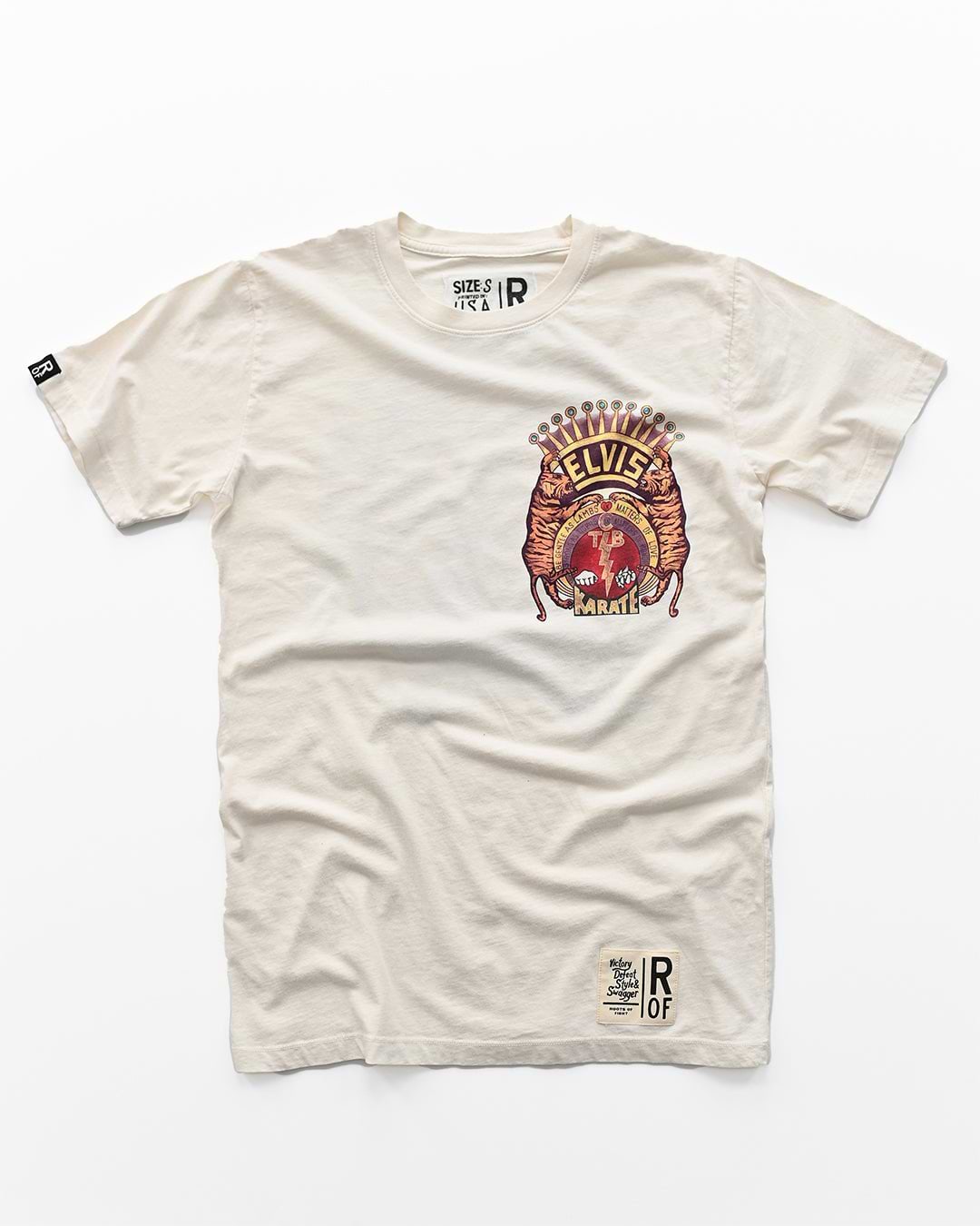Elvis TCB Tiger Crest Vintage White Tee - Roots of Fight