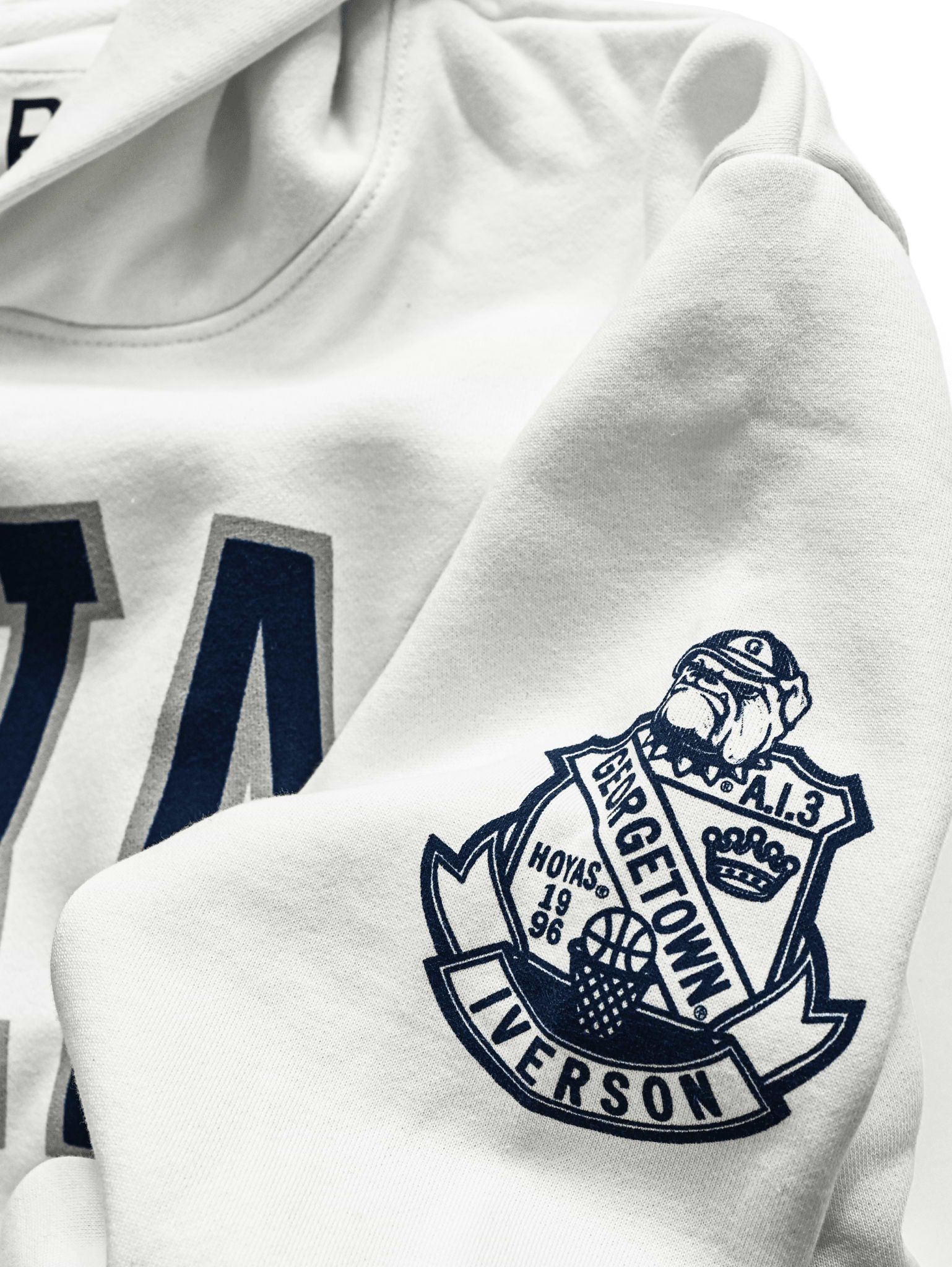 GU - Allen Iverson Hoyas White Heavyweight PO Hoody - Roots of Fight