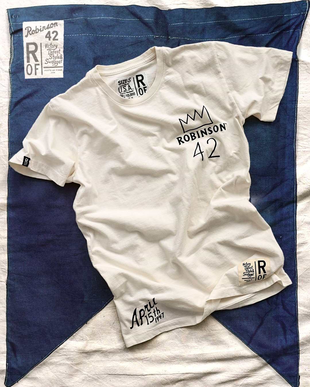 Jackie Robinson #42 Crown White Tee - Roots of Fight