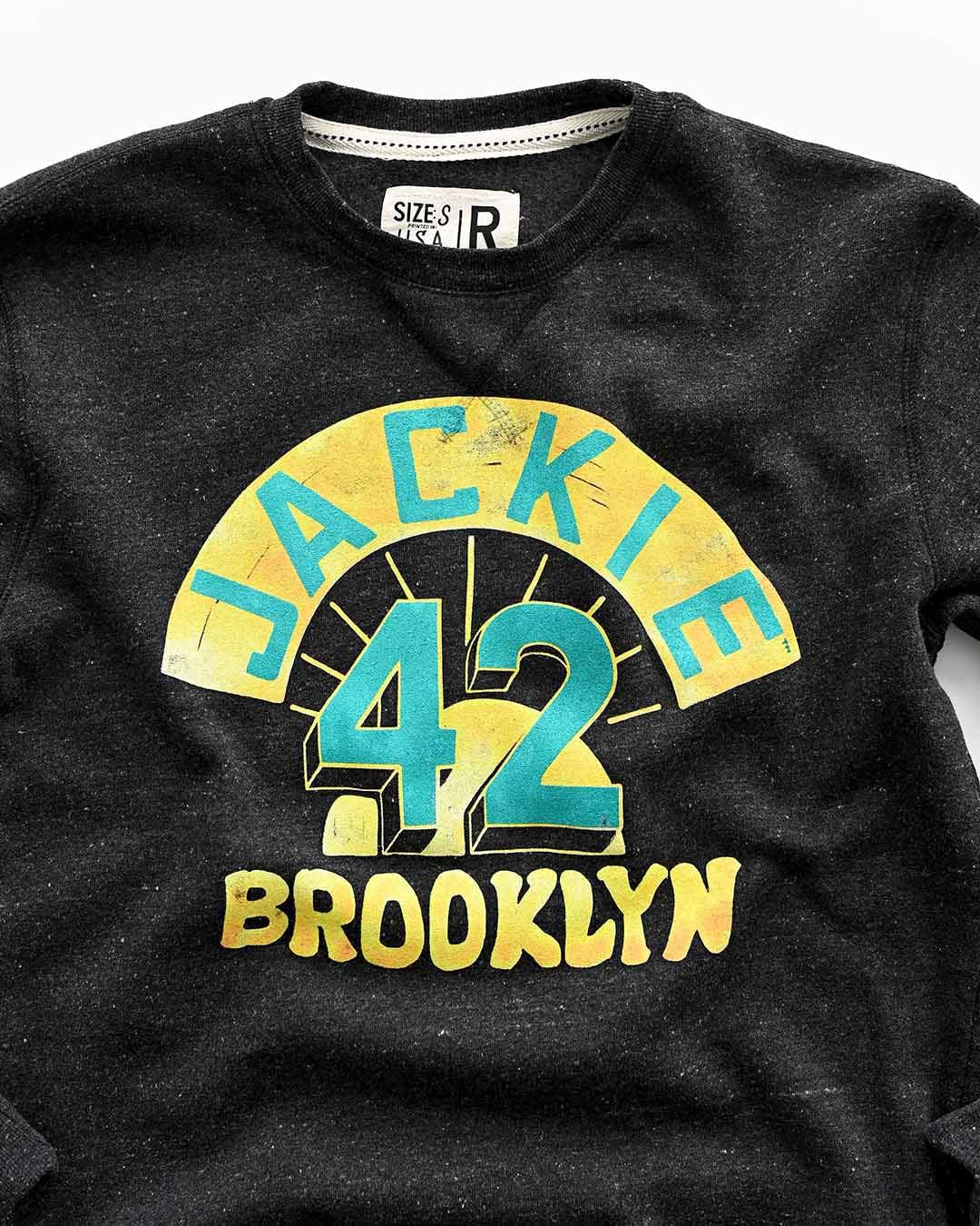 【ジャッキー】 Jackie Robinson Brooklyn #42 Black Sweatshirt