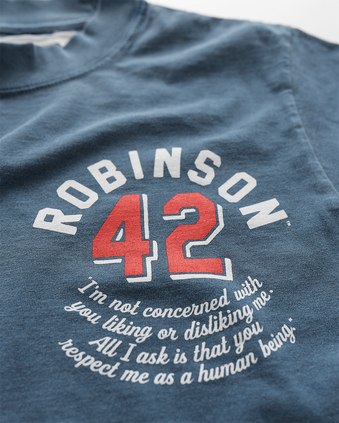 Jackie Robinson Respect 42 Denim Heavyweight Tee - Roots of Fight