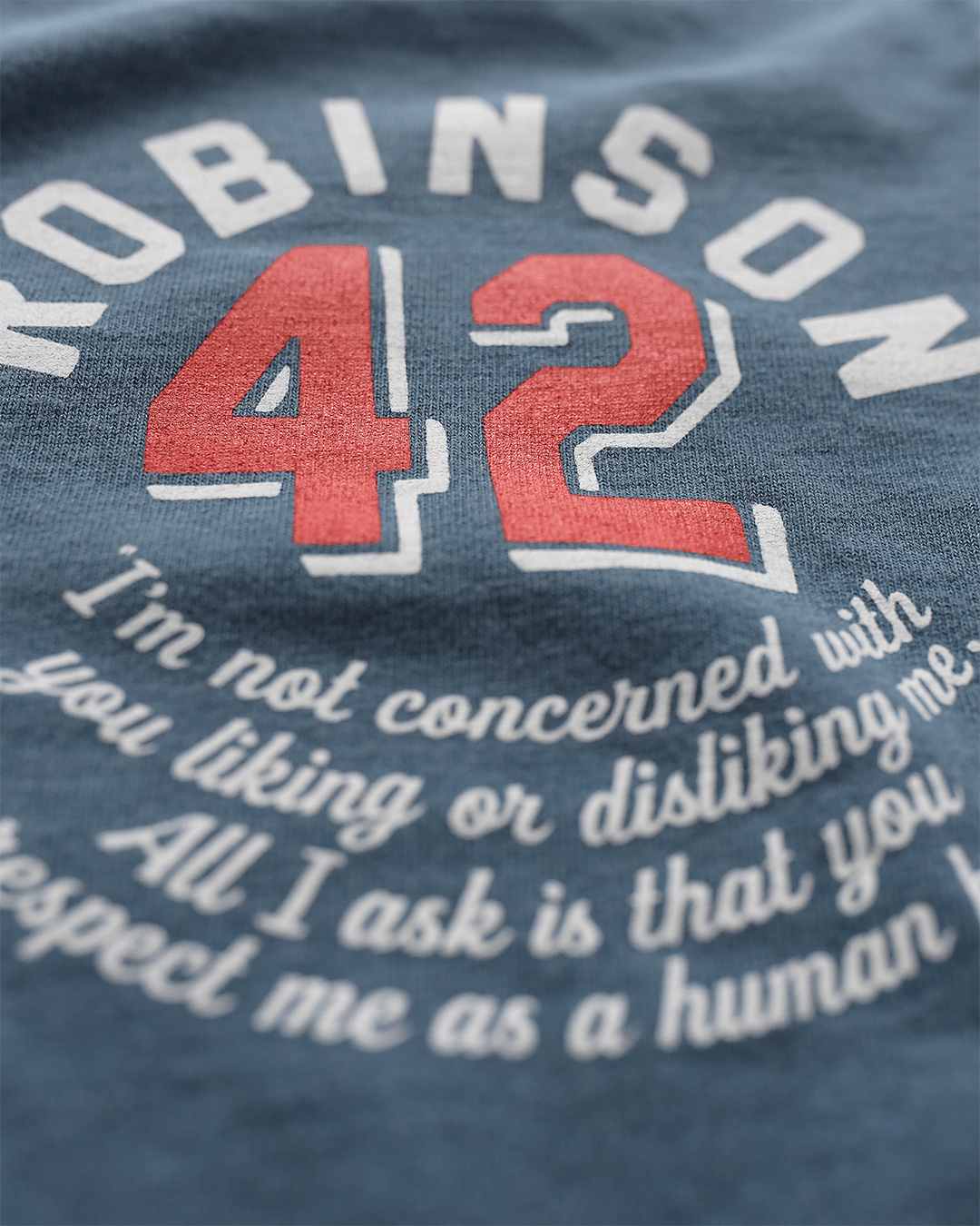 Jackie Robinson Respect 42 Denim Heavyweight Tee - Roots of Fight