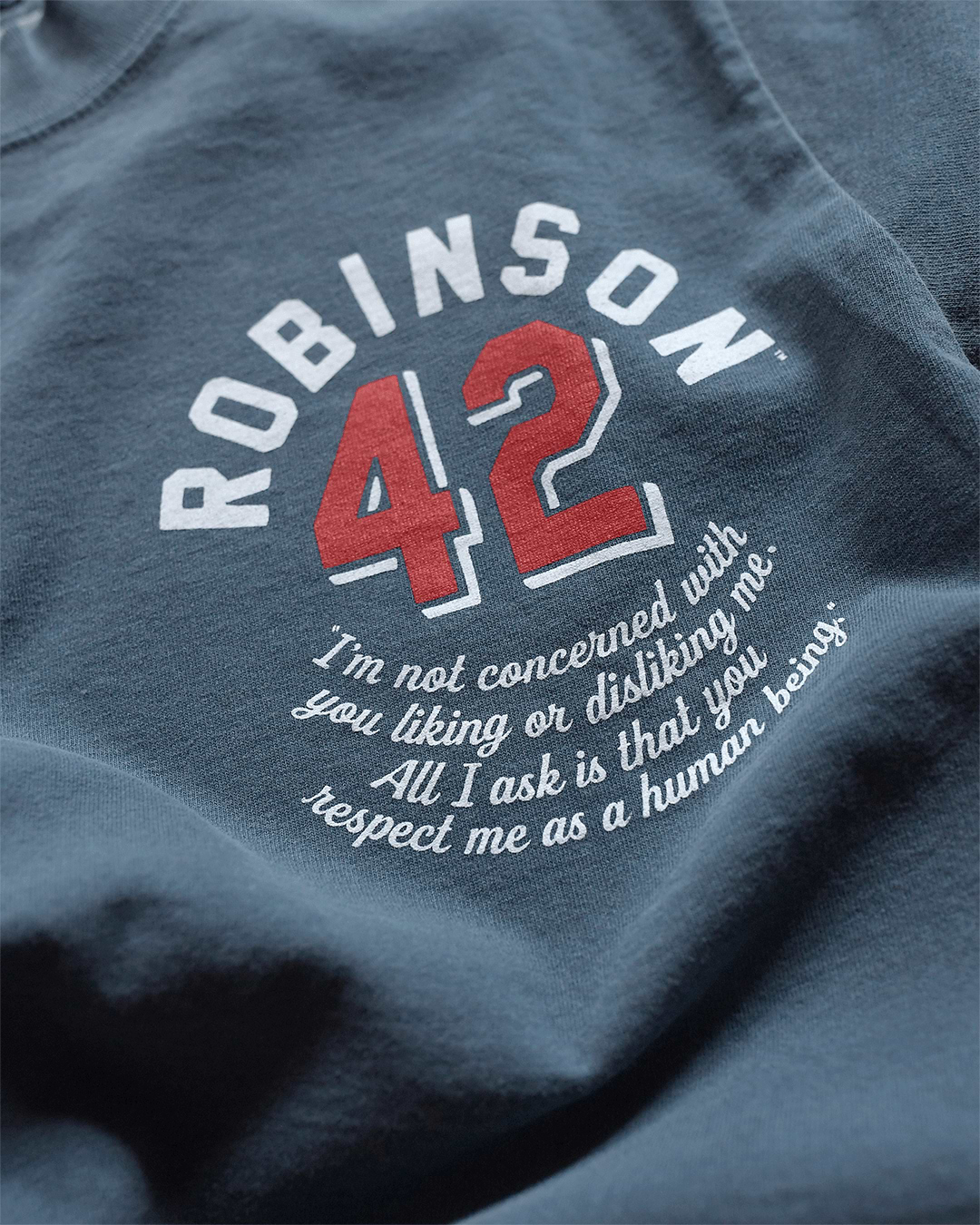 Jackie Robinson Respect 42 Denim Heavyweight Tee - Roots of Fight