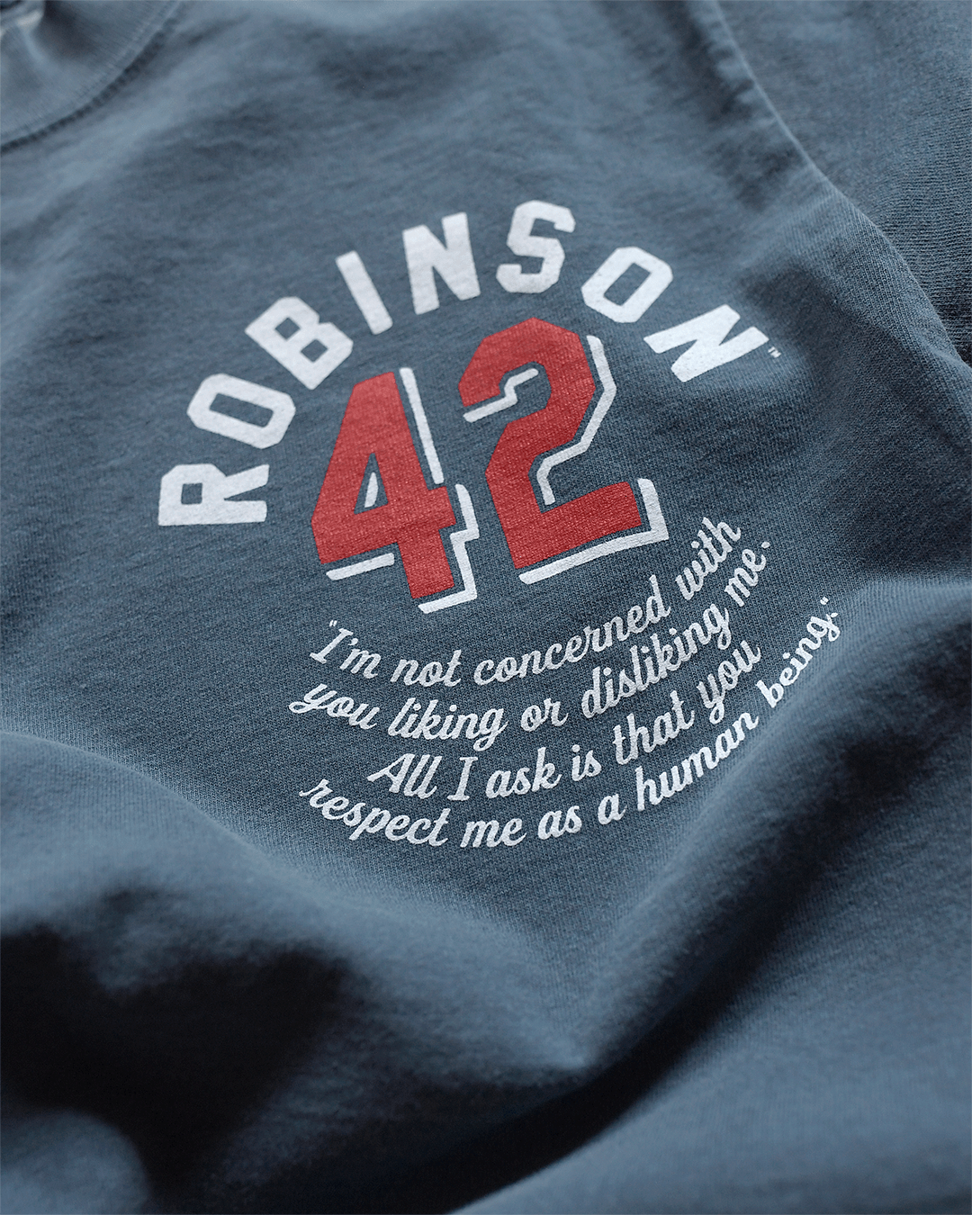 Jackie Robinson Respect 42 Denim Heavyweight Tee - Roots of Fight