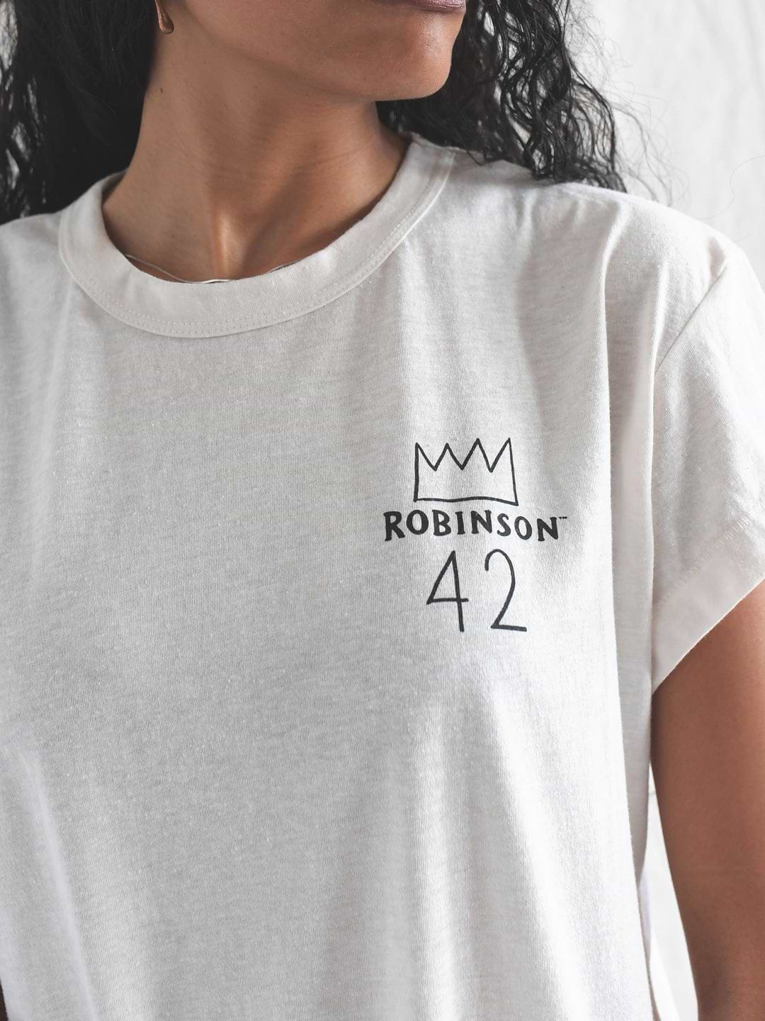 Jackie Robinson Vintage 42 Women's White Tee - Roots of Fight