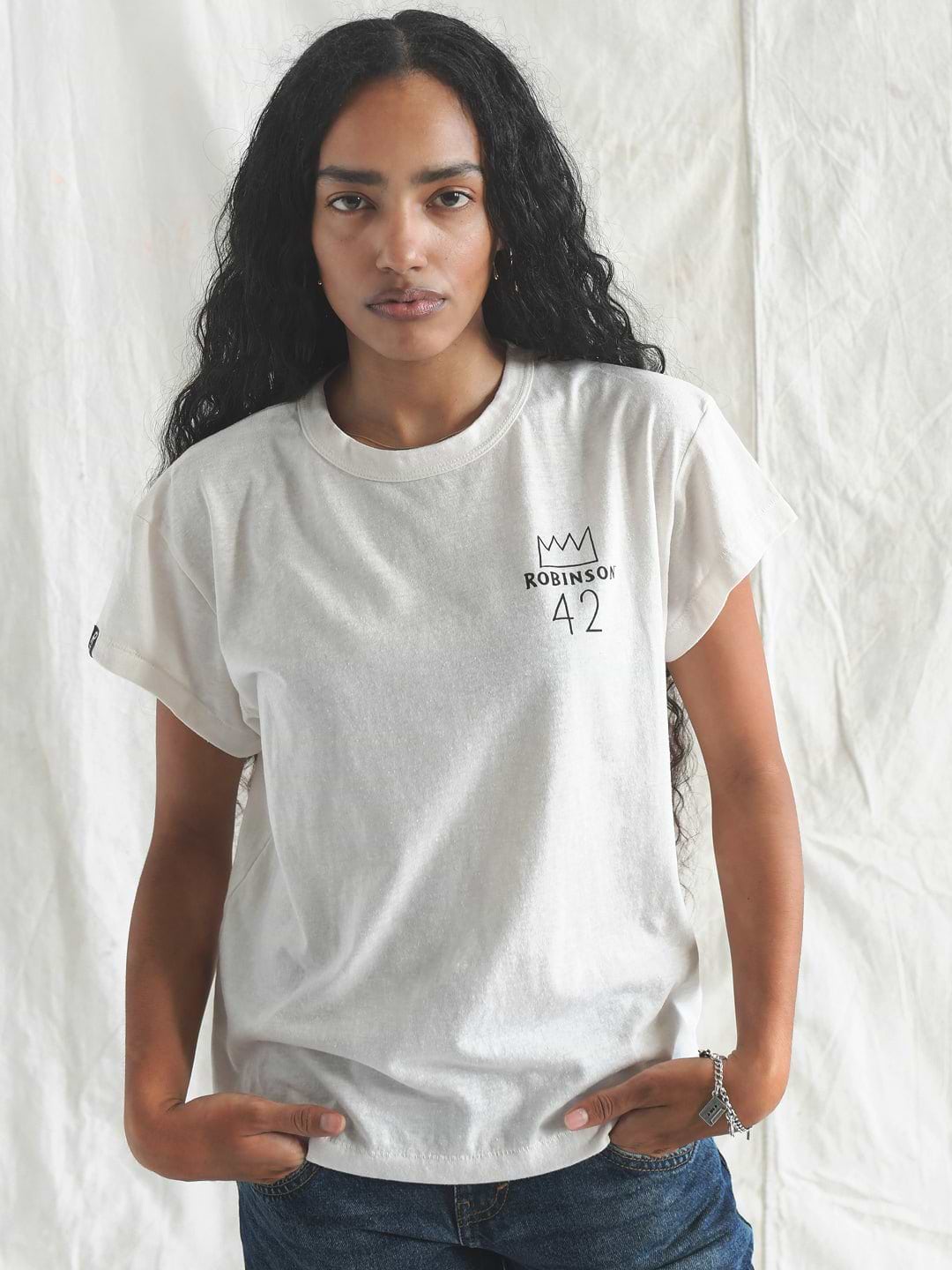 Jackie Robinson Vintage 42 Women's White Tee - Roots of Fight