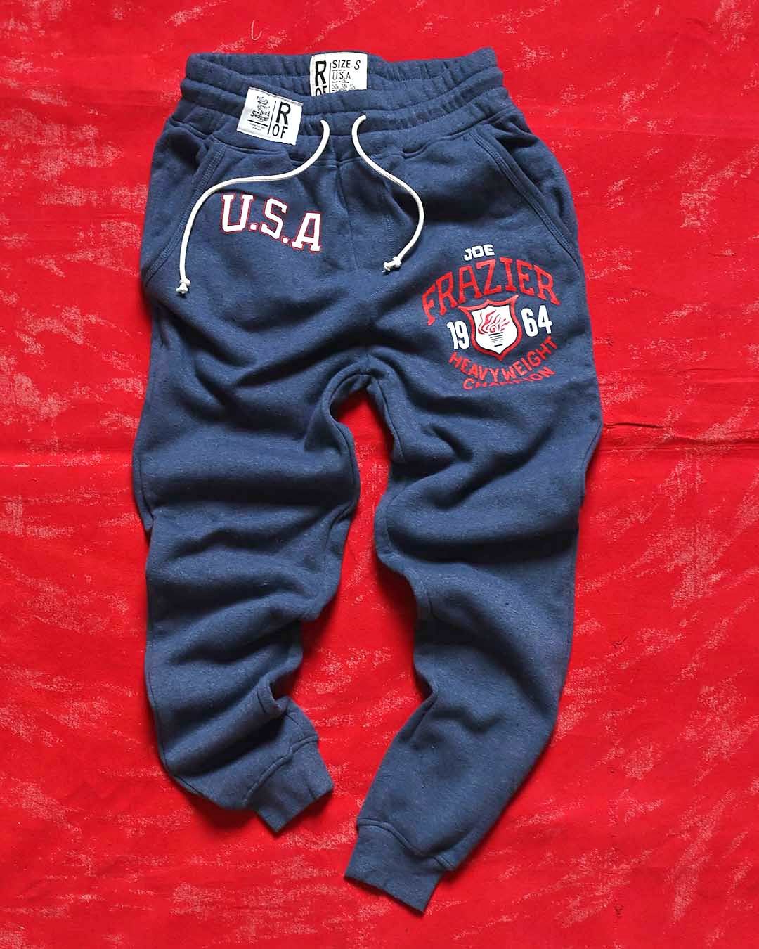 Joe Frazier Boxing USA Navy Sweatpants - Roots of Fight