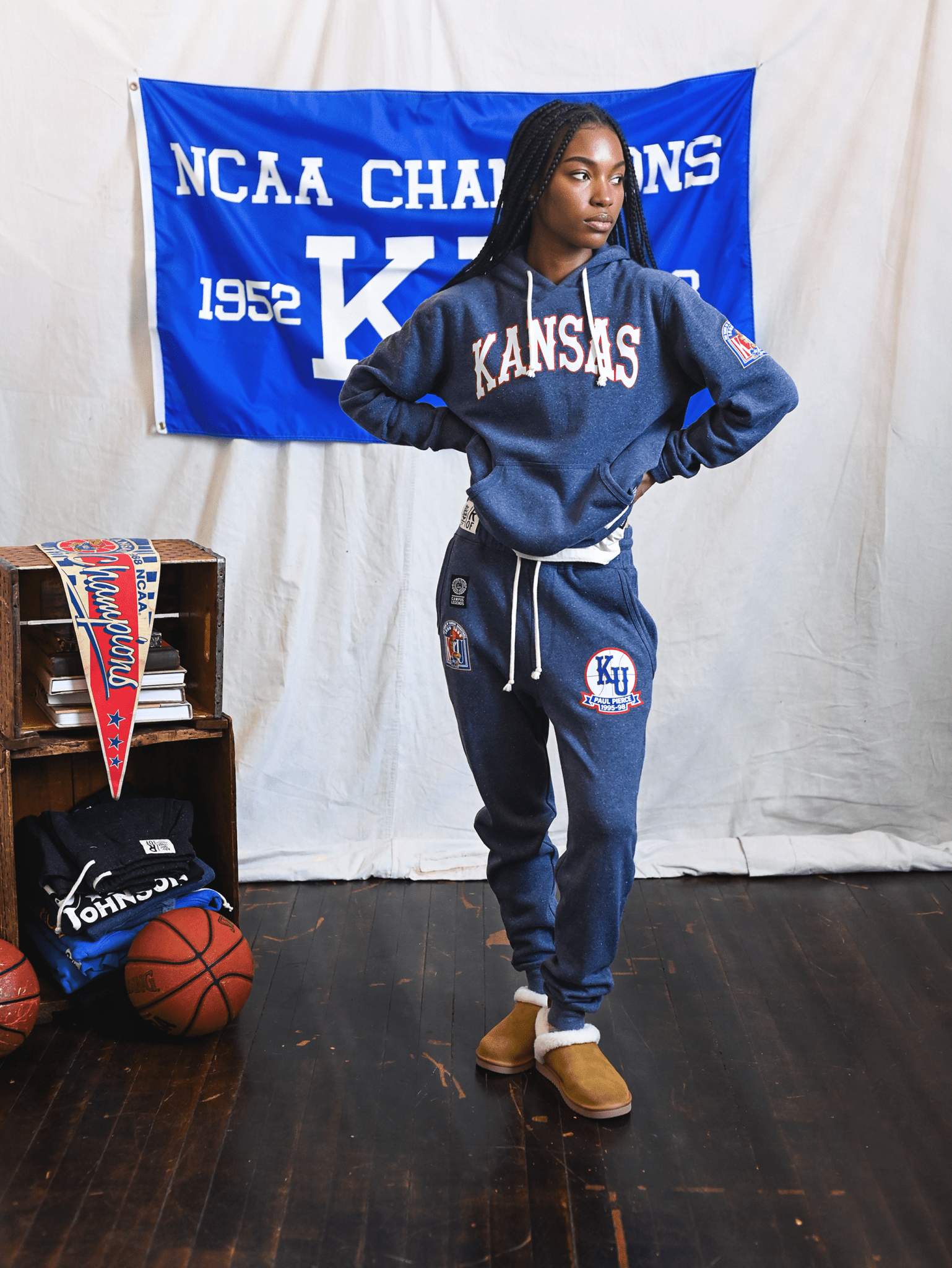 KU - Paul Pierce Basketball Navy Sweatpants - Roots of Fight