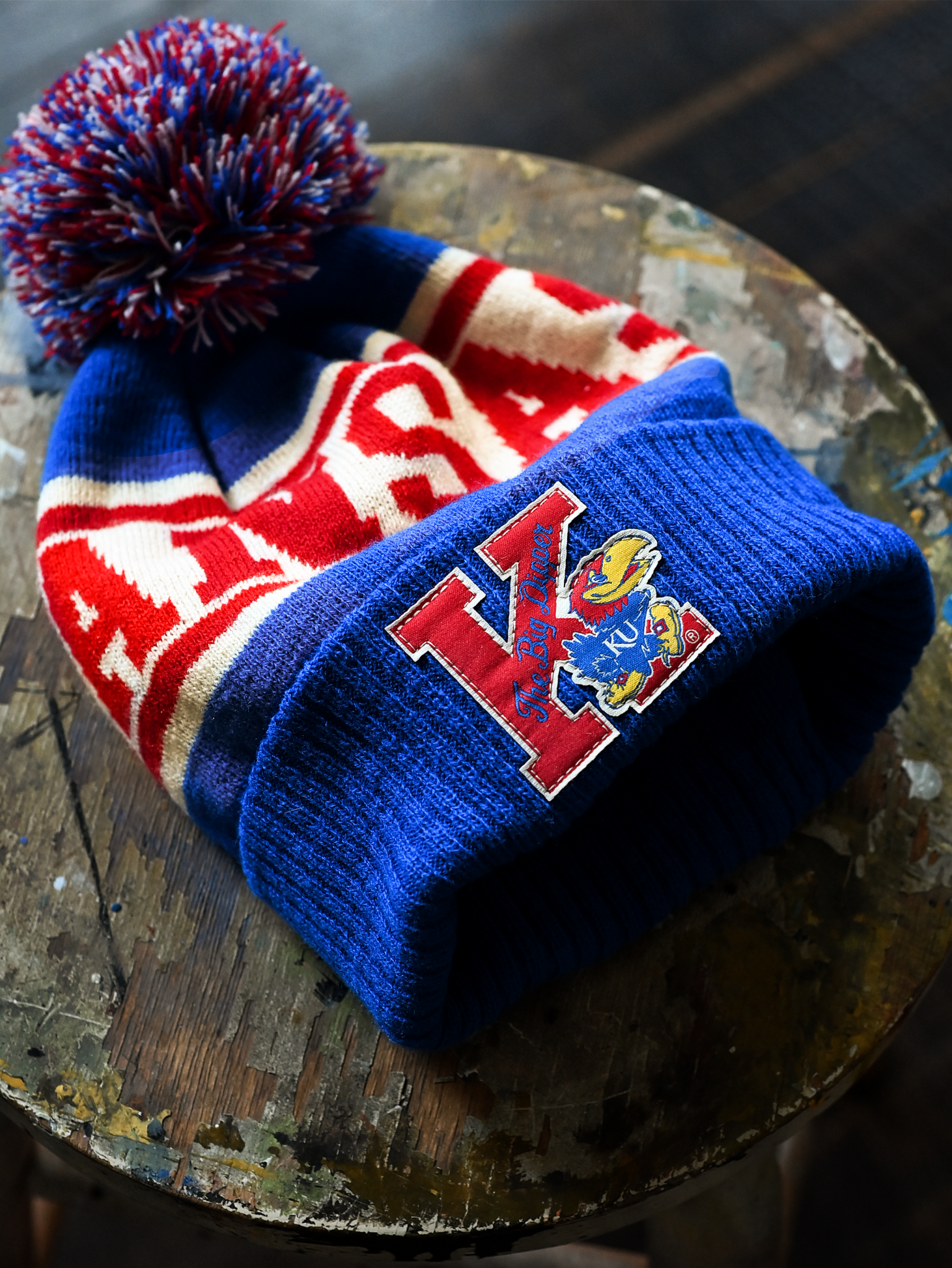 KU - Wilt Chamberlain Blue Pom Pom Beanie - Roots of Fight