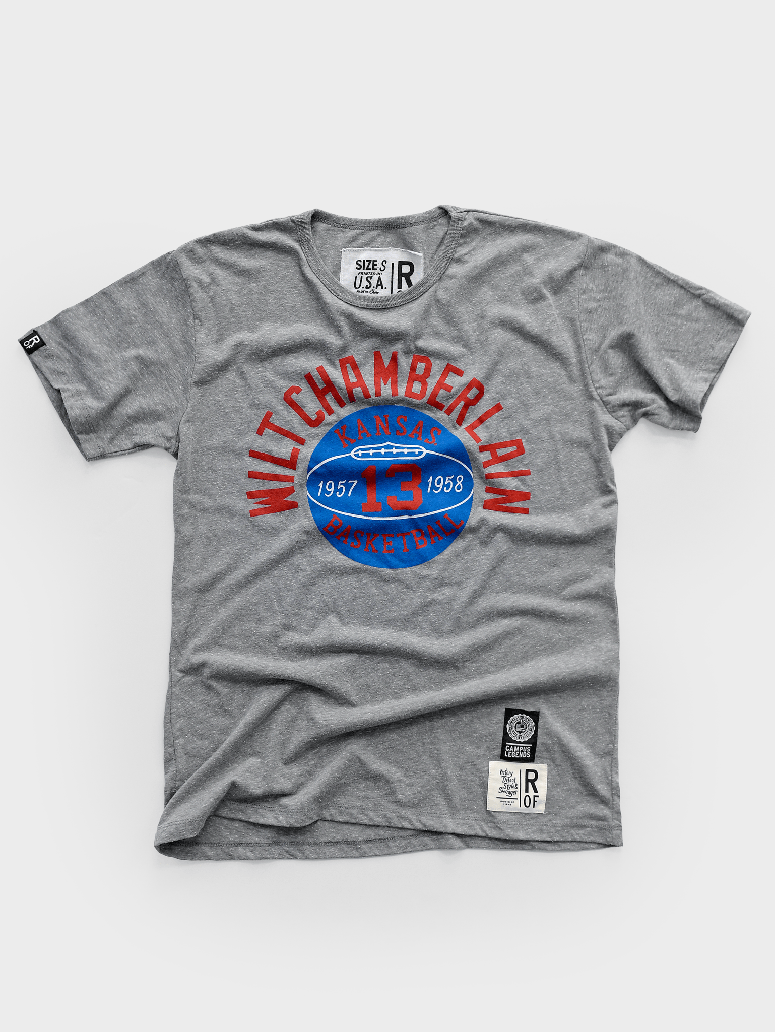 KU - Wilt Jayhawks Basketball Grey Triblend Tee - Roots of Fight