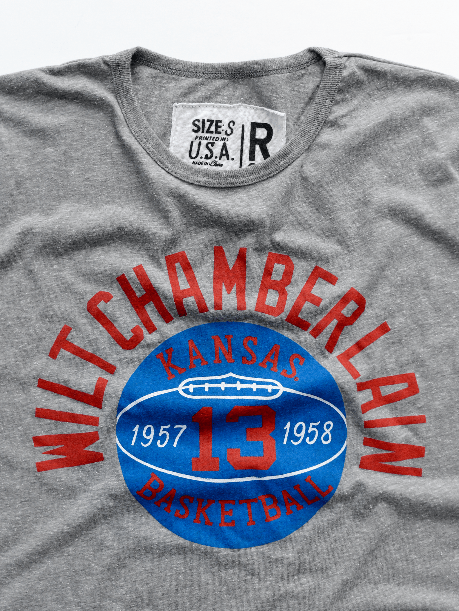 KU - Wilt Jayhawks Basketball Grey Triblend Tee - Roots of Fight