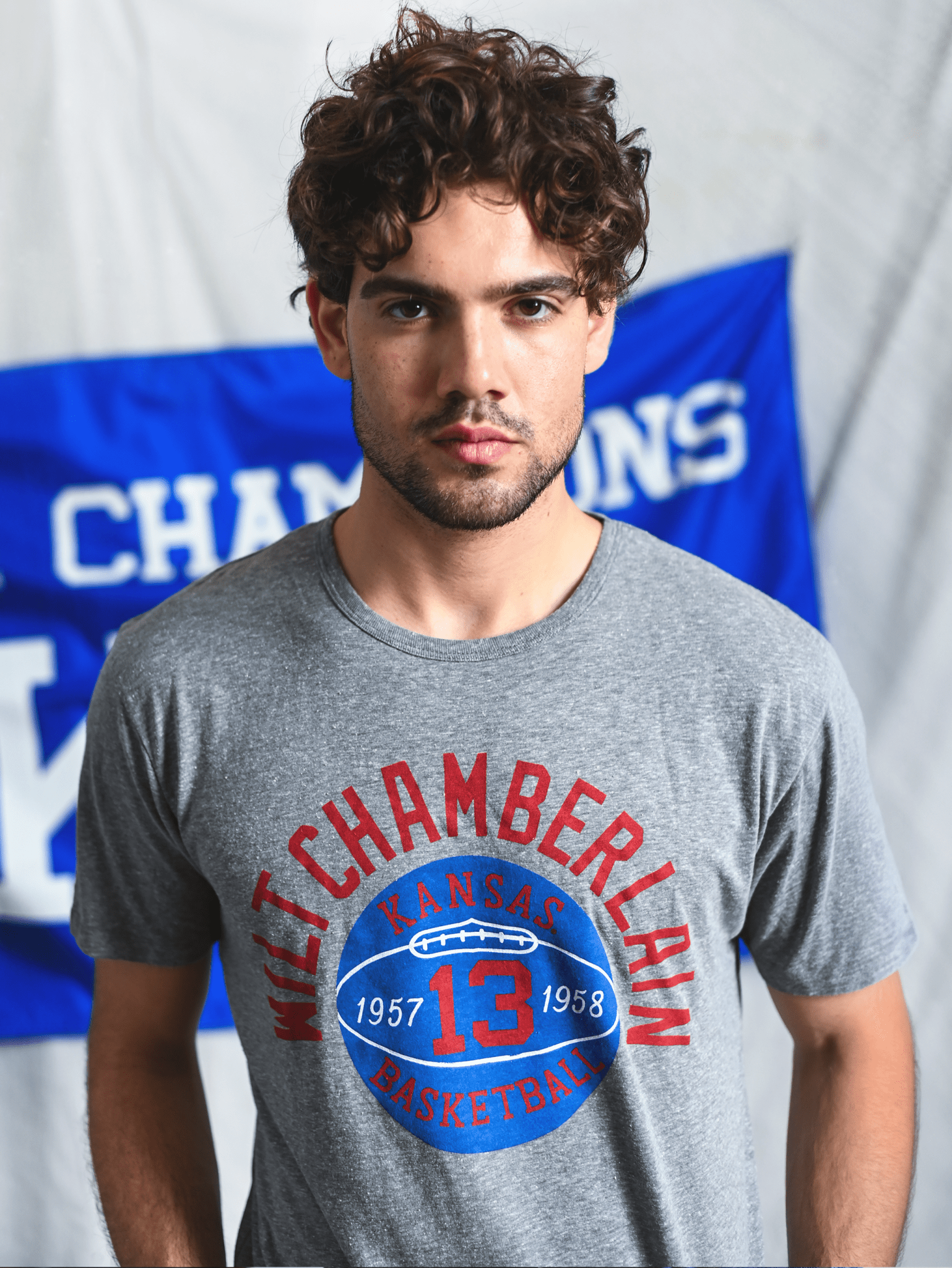 KU - Wilt Jayhawks Basketball Grey Triblend Tee - Roots of Fight