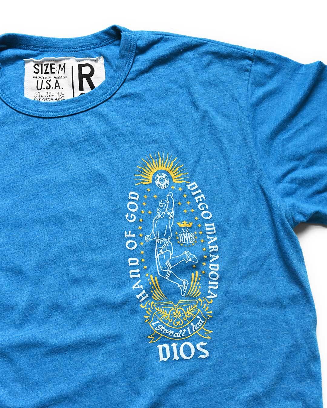 Maradona Dios De Futbol Blue Tee - Roots of Fight