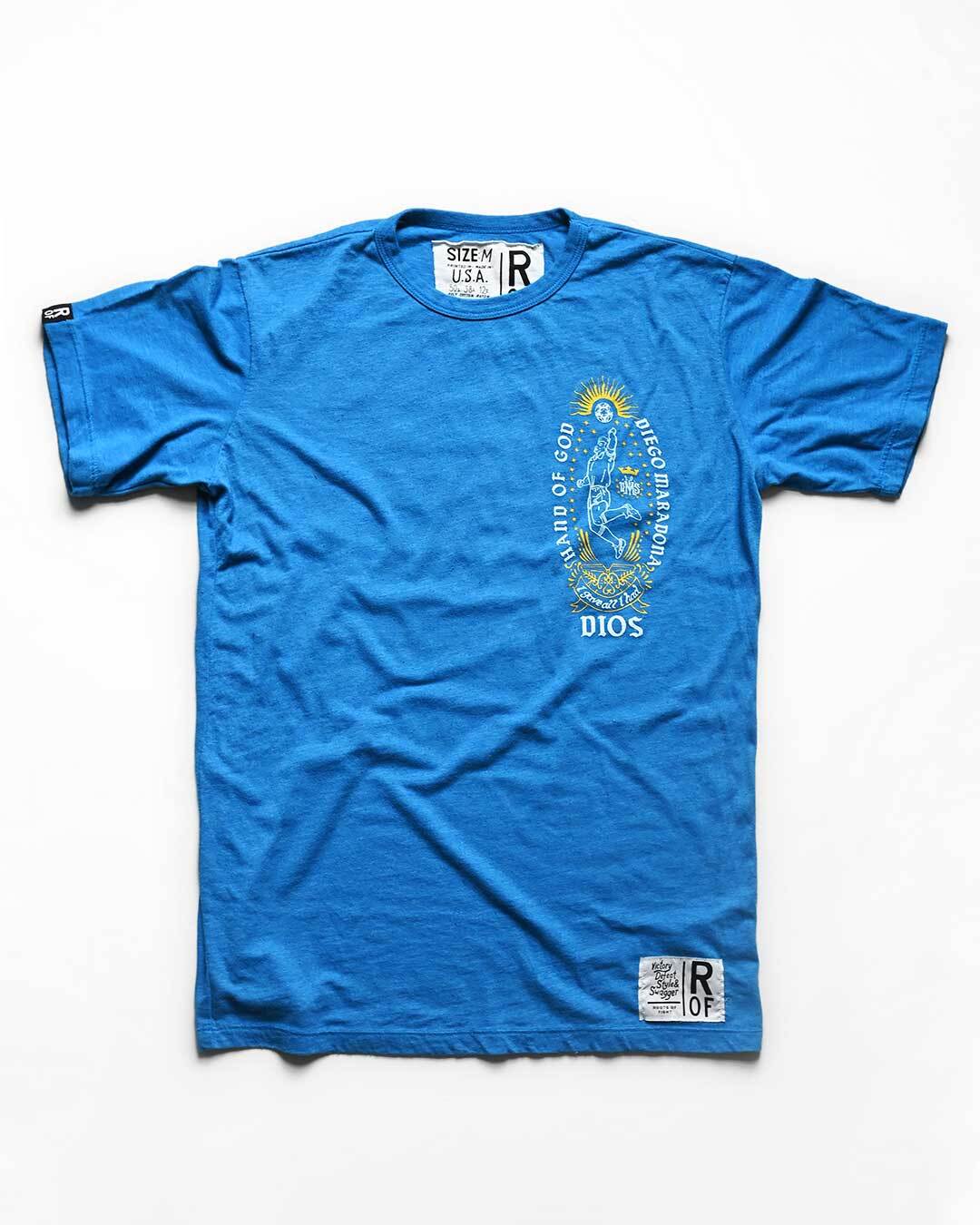 Maradona Dios De Futbol Blue Tee - Roots of Fight