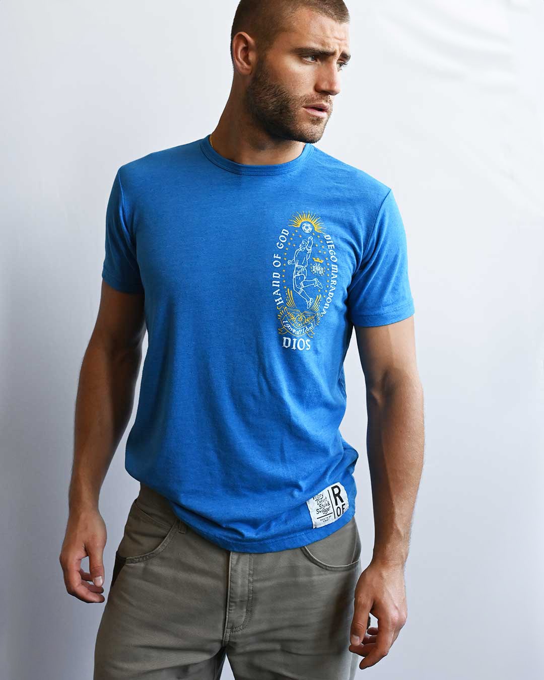 Maradona Dios De Futbol Blue Tee - Roots of Fight