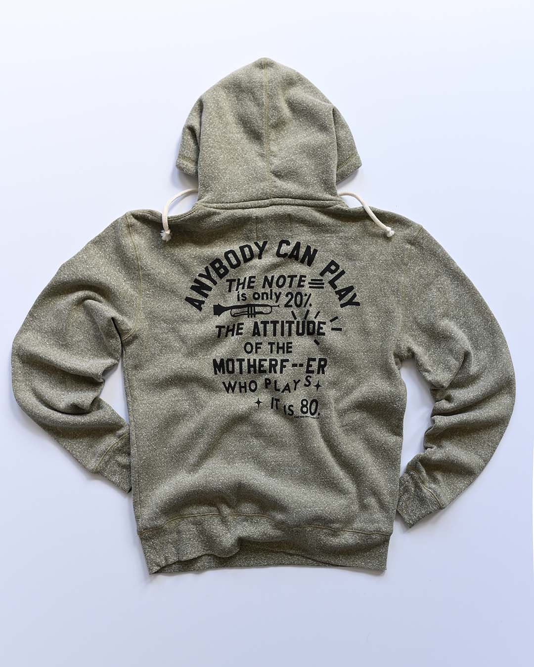 Miles Davis NYC Trumpet Olive PO Hoody - Roots of Fight