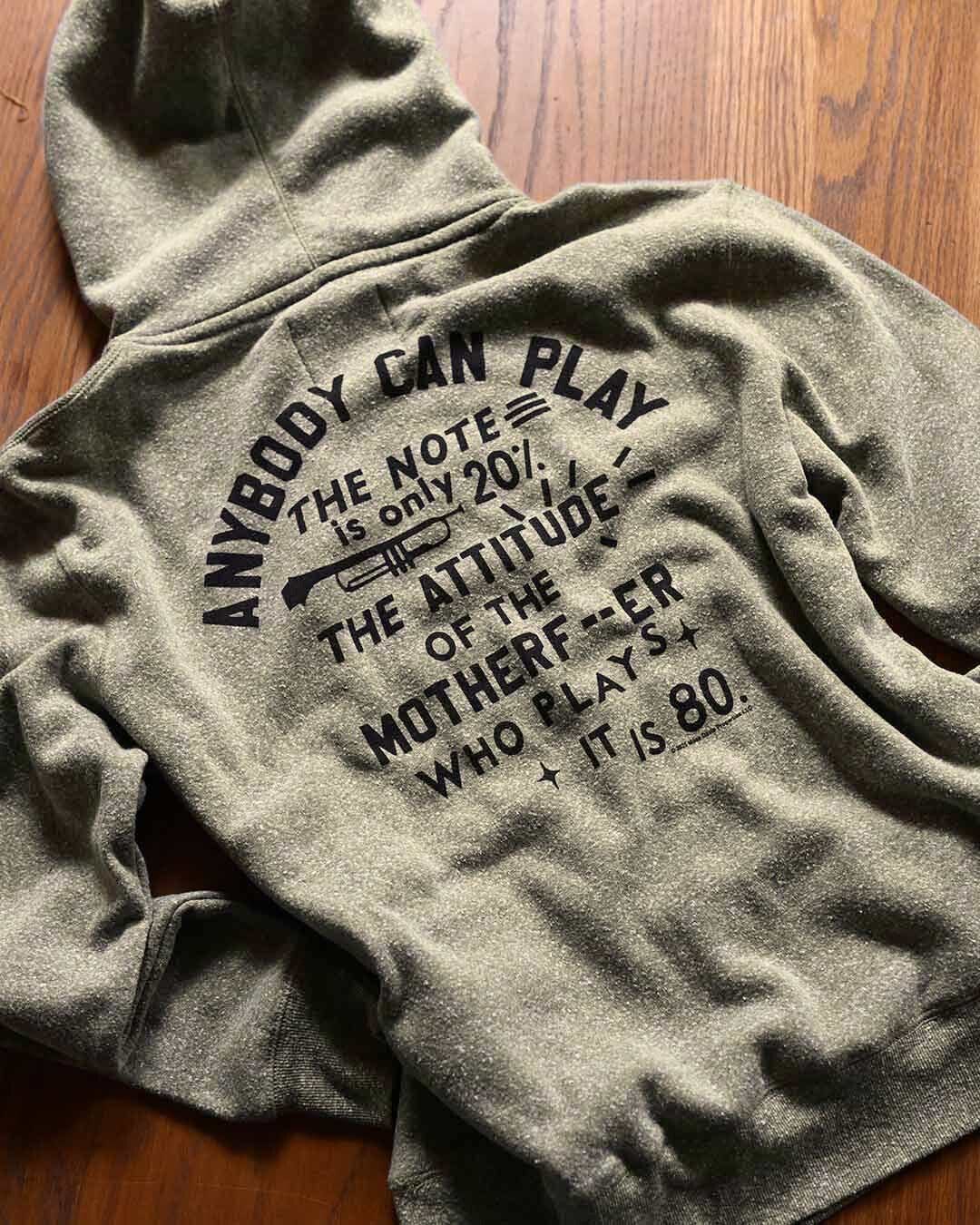 Miles Davis NYC Trumpet Olive PO Hoody - Roots of Fight