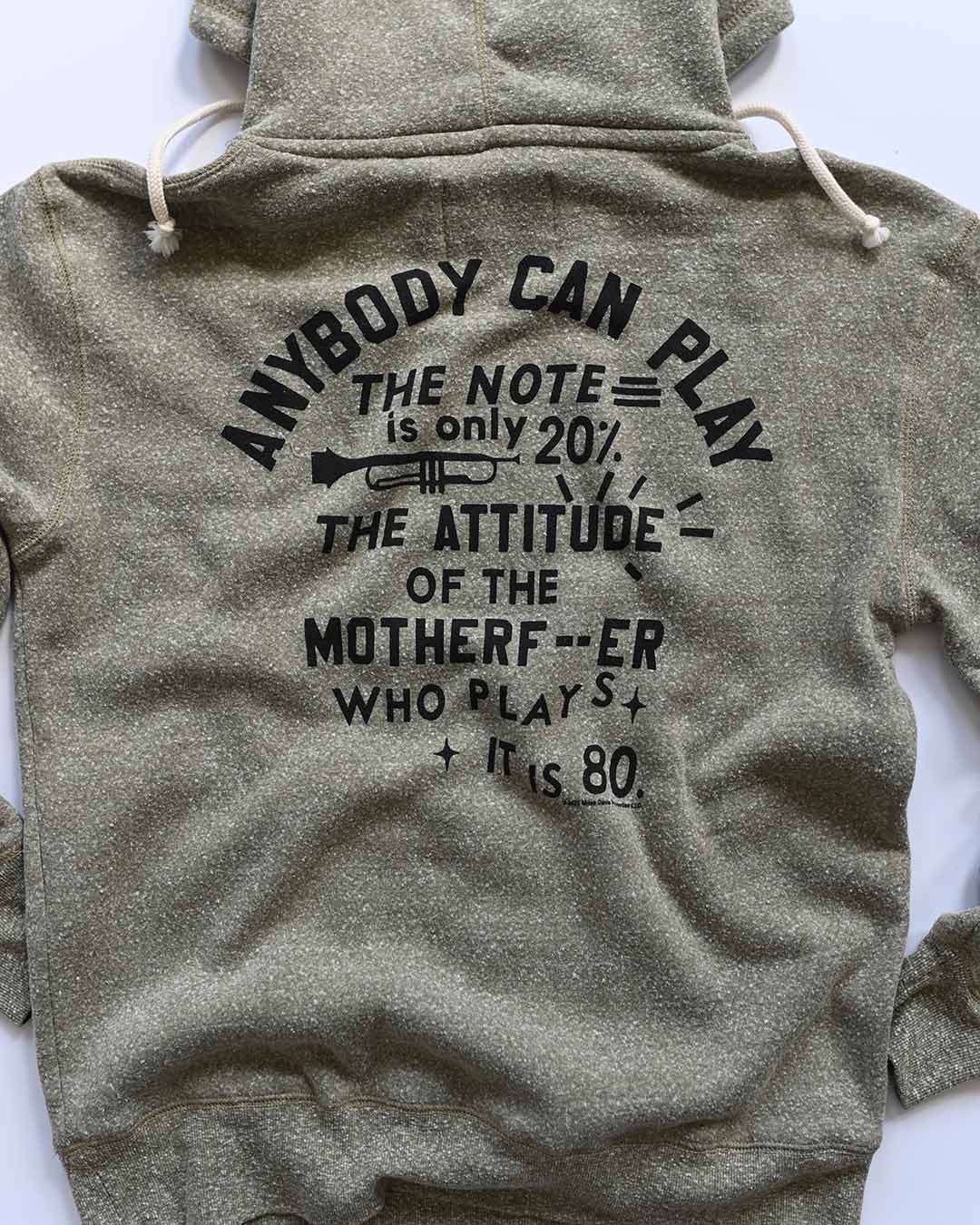 Miles Davis NYC Trumpet Olive PO Hoody - Roots of Fight