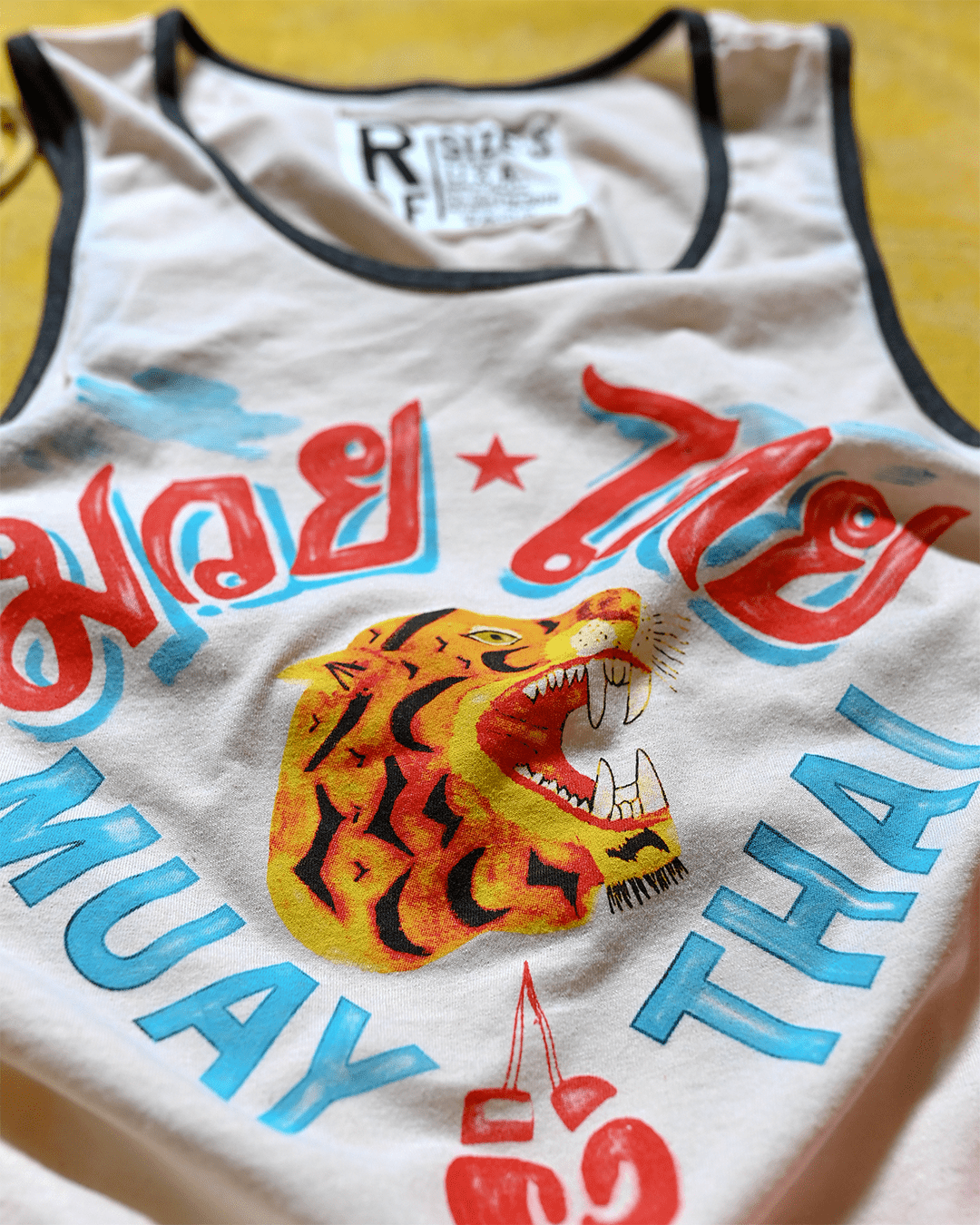 Muay Thai Vintage White Tank - Roots of Fight