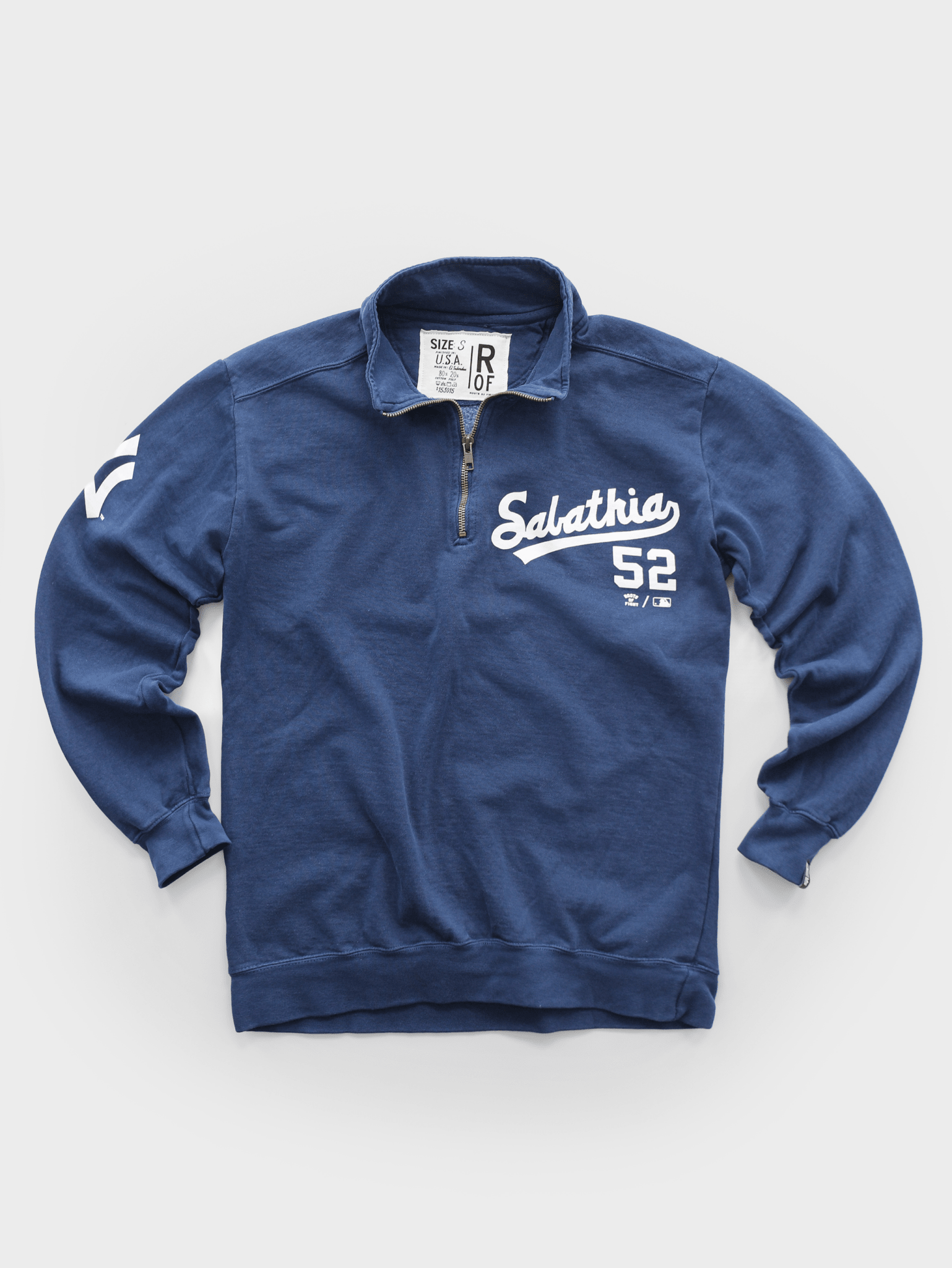 NY Yankees CC Sabathia 52 Navy QZ Sweatshirt - Roots of Fight