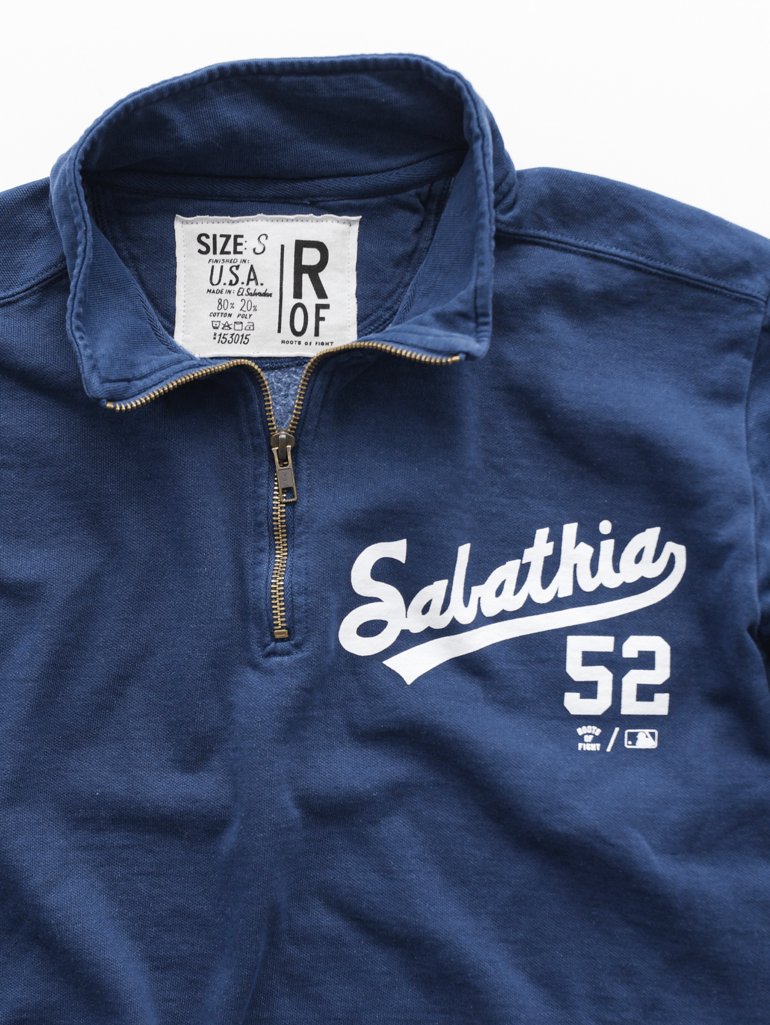 NY Yankees CC Sabathia 52 Navy QZ Sweatshirt - Roots of Fight