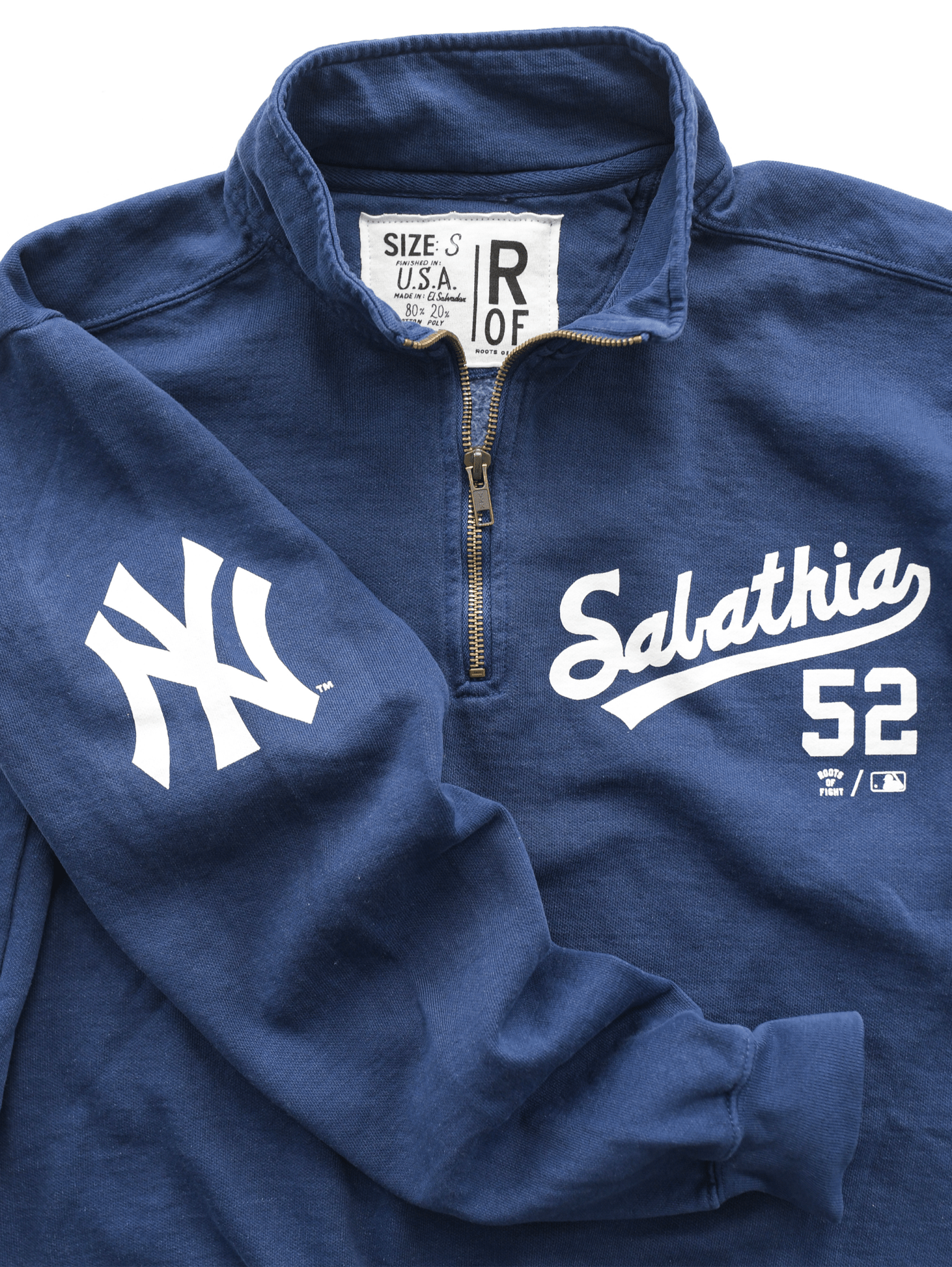 NY Yankees CC Sabathia 52 Navy QZ Sweatshirt - Roots of Fight