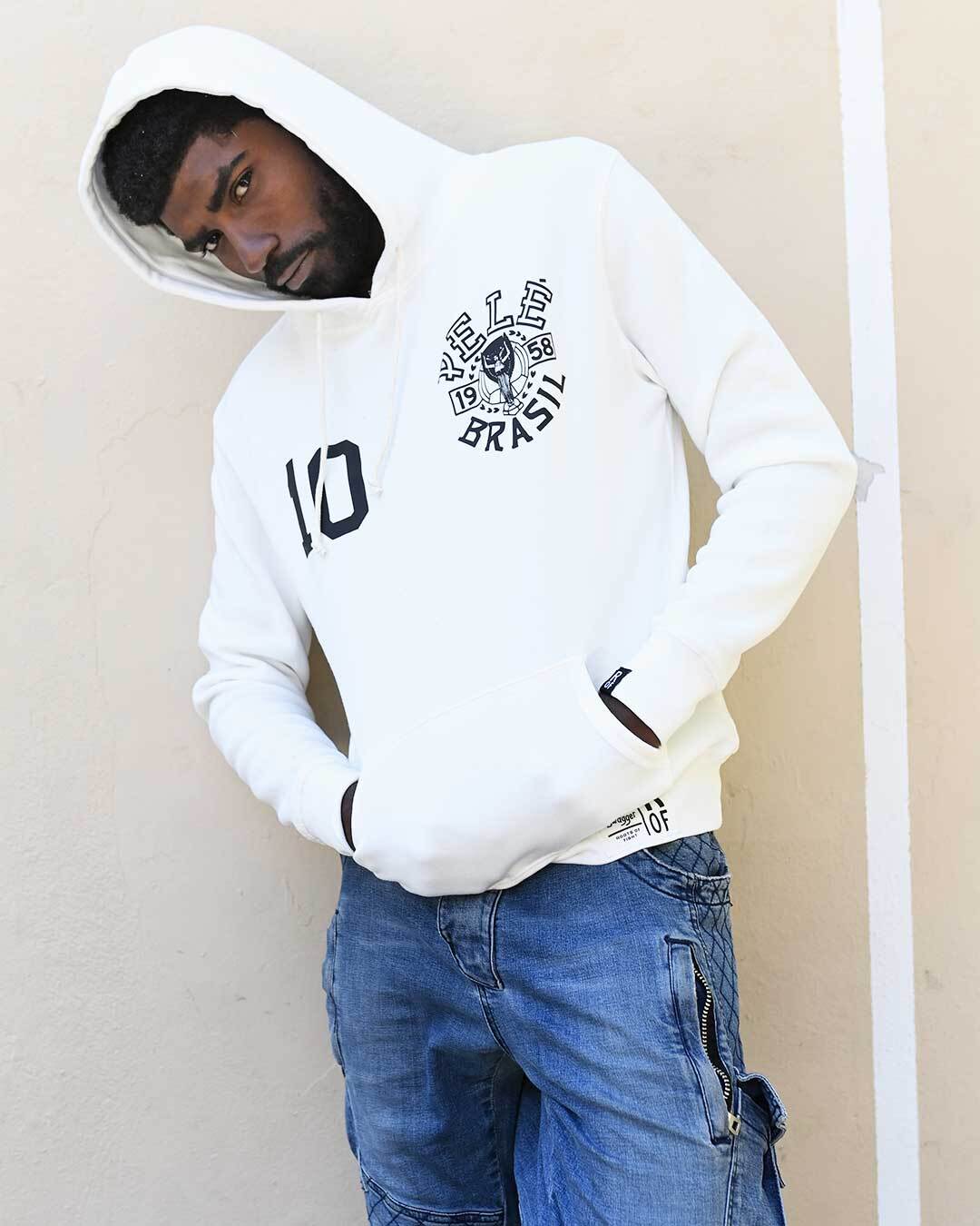 Pelé #10 Brasil White PO Hoody - Roots of Fight
