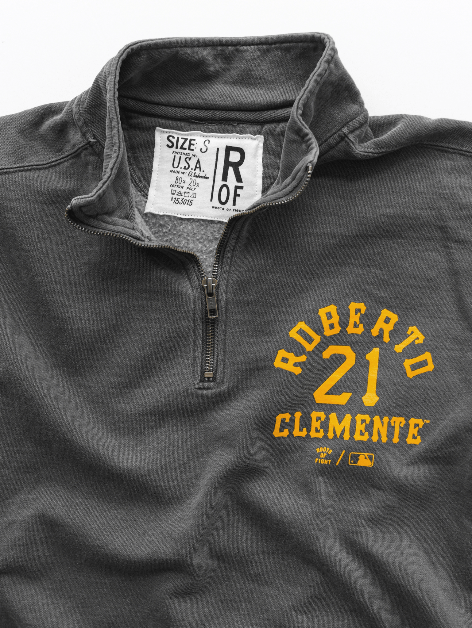 PIT Pirates Roberto Clemente Charcoal QZ Sweatshirt - Roots of Fight