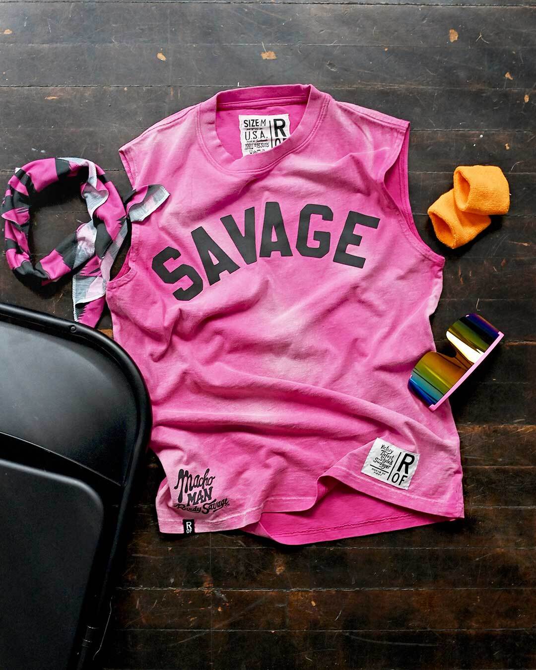 Randy Savage Beach Wash Pink Muscle Tee - Roots of Fight