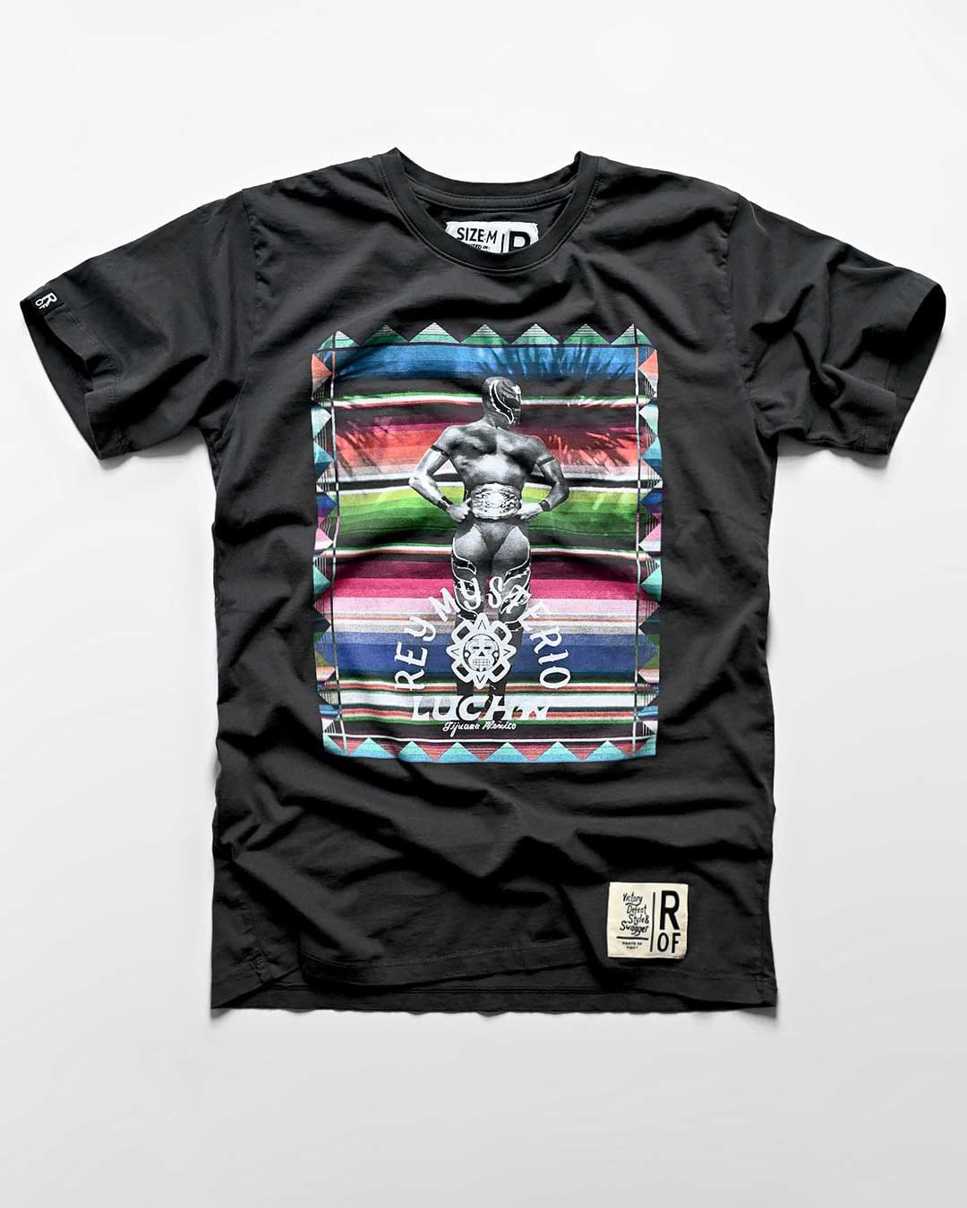 Rey Mysterio Serape Photo Black Tee - Roots of Fight