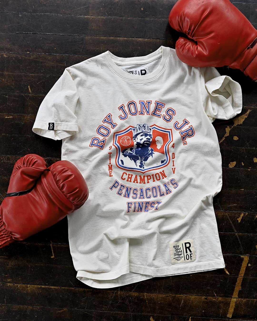 Roy Jones Jr. 9x Champ White Tee - Roots of Fight
