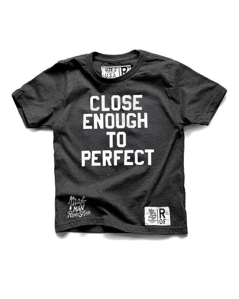Savage &#39;Close Enough To Perfect&#39; Black Kid&#39;s Tee - Roots of Fight