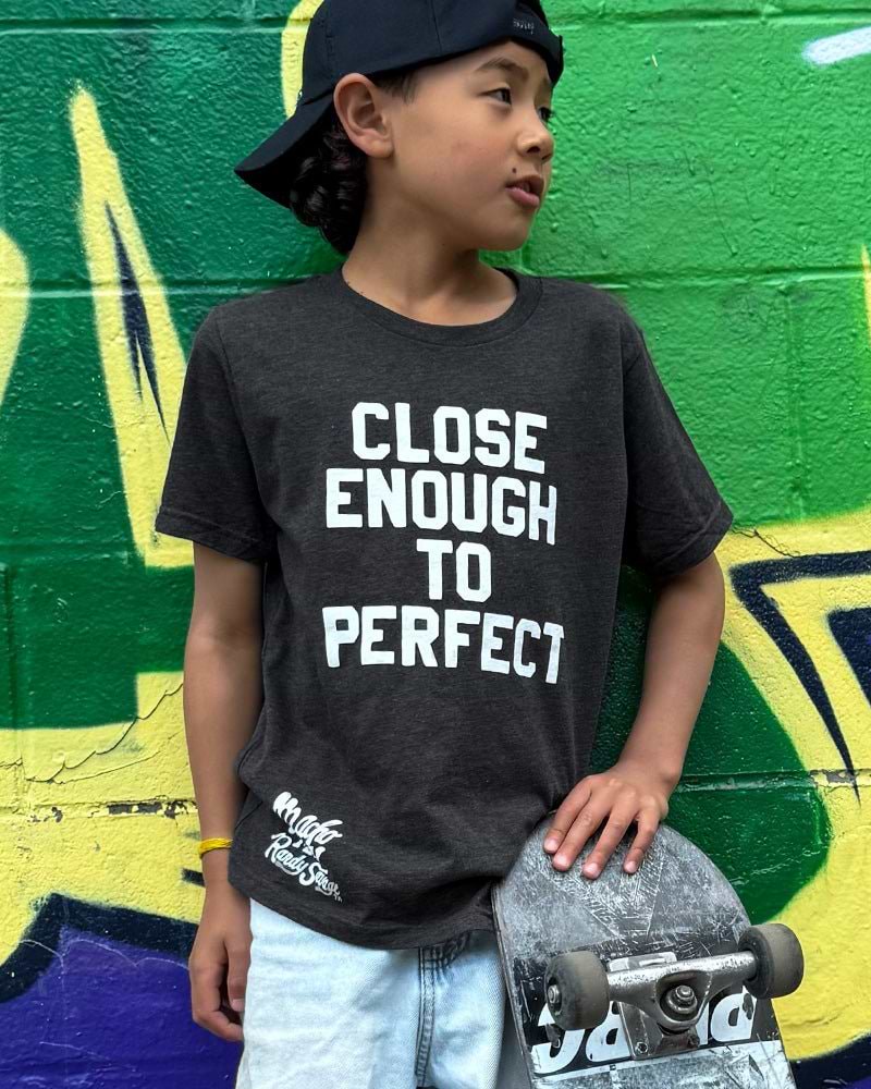Savage &#39;Close Enough To Perfect&#39; Black Kid&#39;s Tee - Roots of Fight