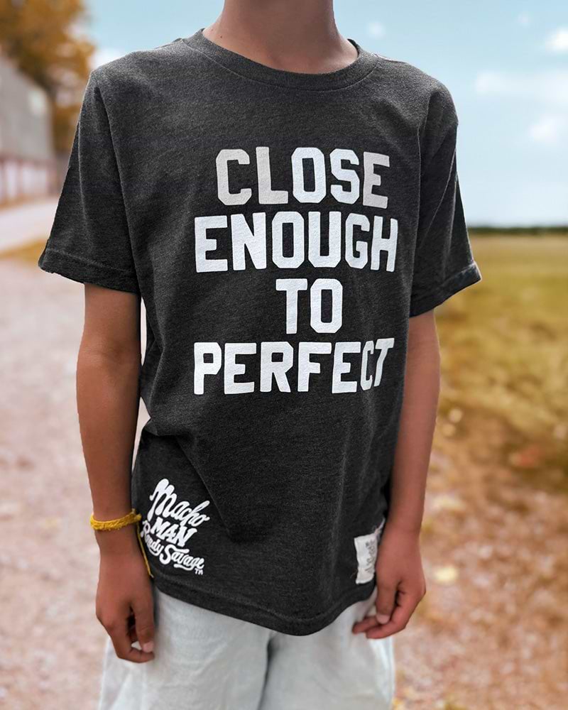 Savage &#39;Close Enough To Perfect&#39; Black Kid&#39;s Tee - Roots of Fight