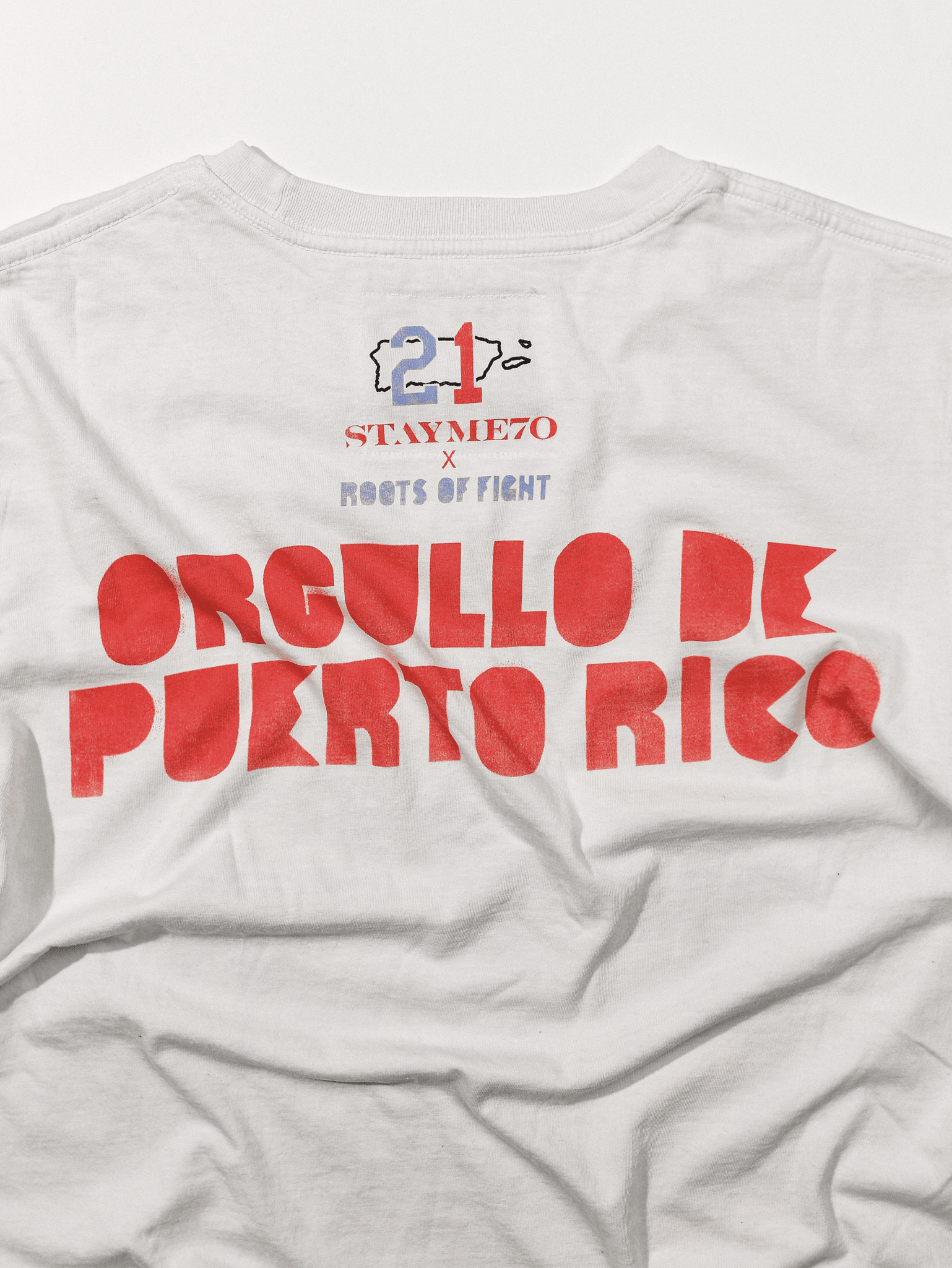 StayMe7o x Clemente White Tee - Roots of Fight