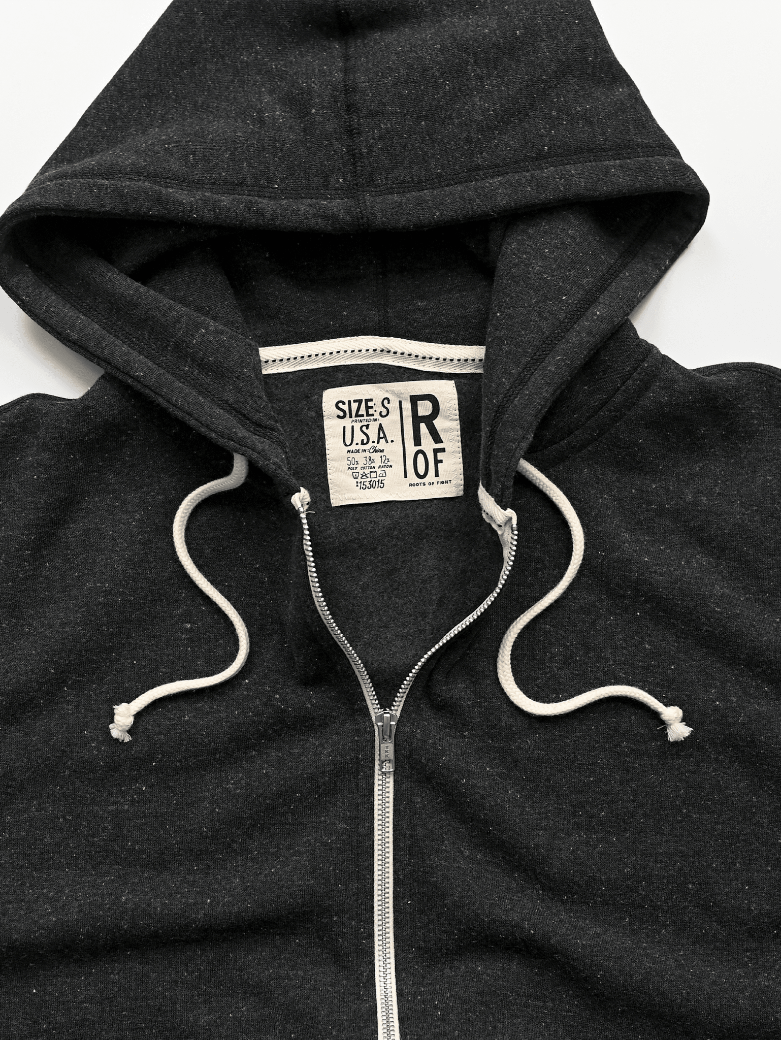 Supersoft Midweight Heather Black Full Zip Hoody - Roots of Fight