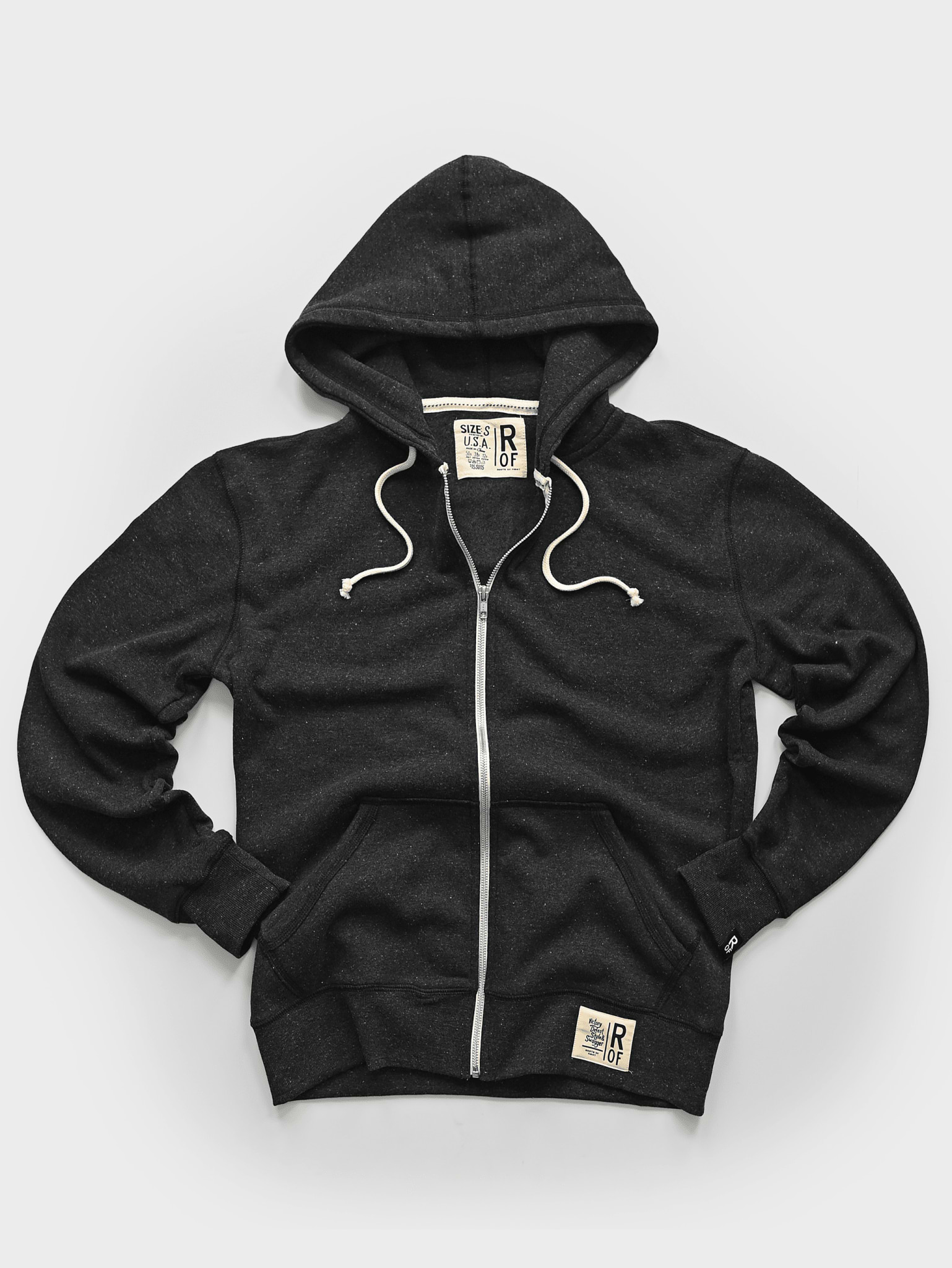 Supersoft Midweight Heather Black Full Zip Hoody - Roots of Fight