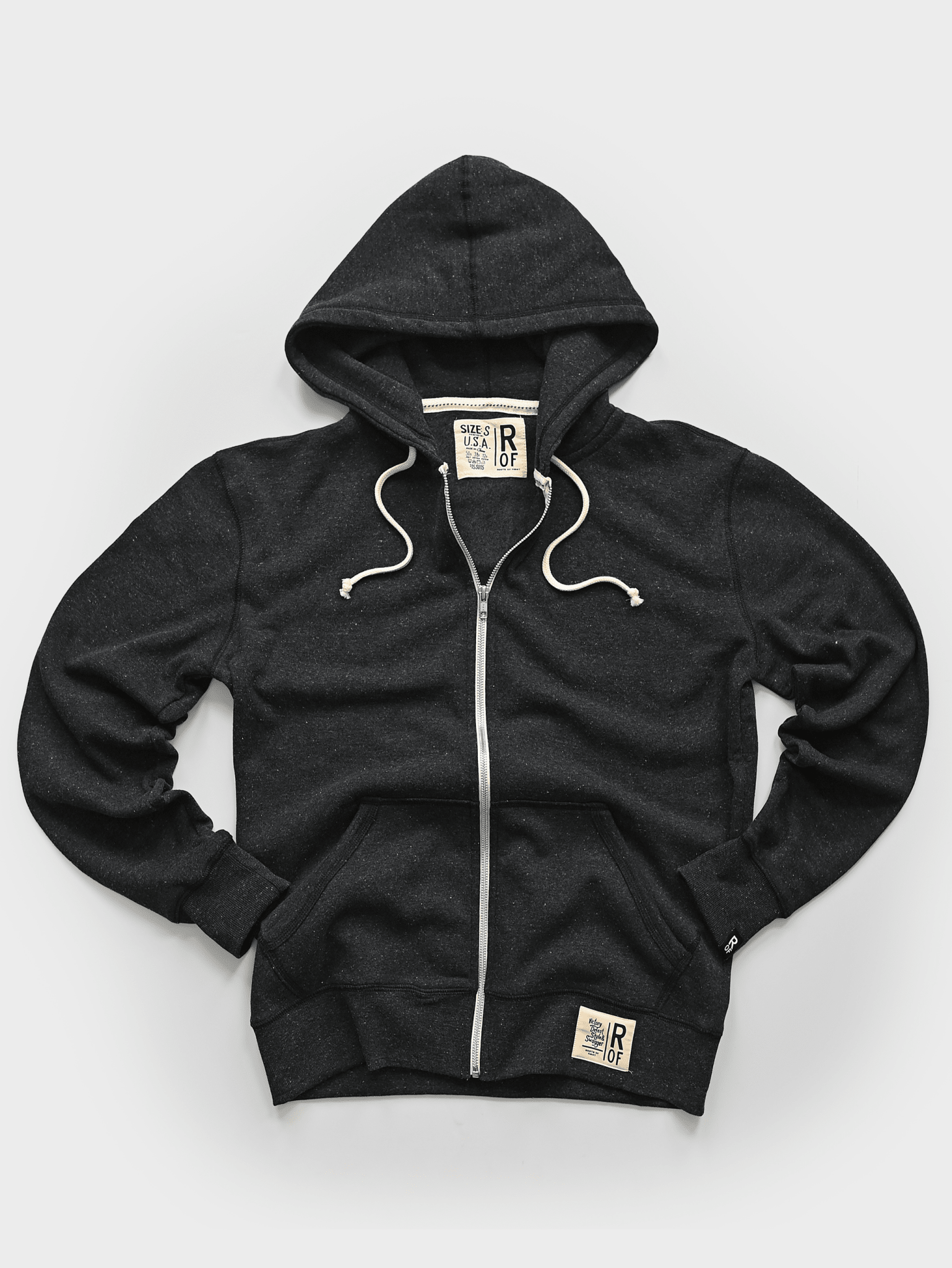 Supersoft Midweight Heather Black Full Zip Hoody - Roots of Fight