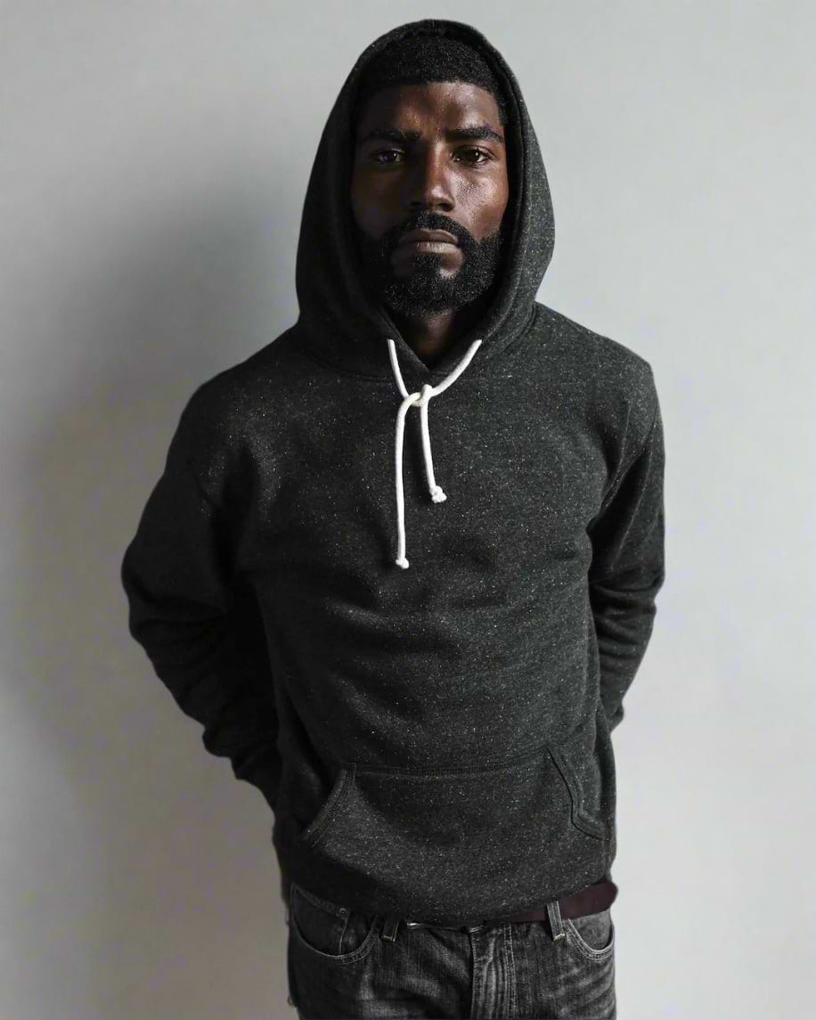 Supersoft Midweight Heather Black Hoody - Roots of Fight