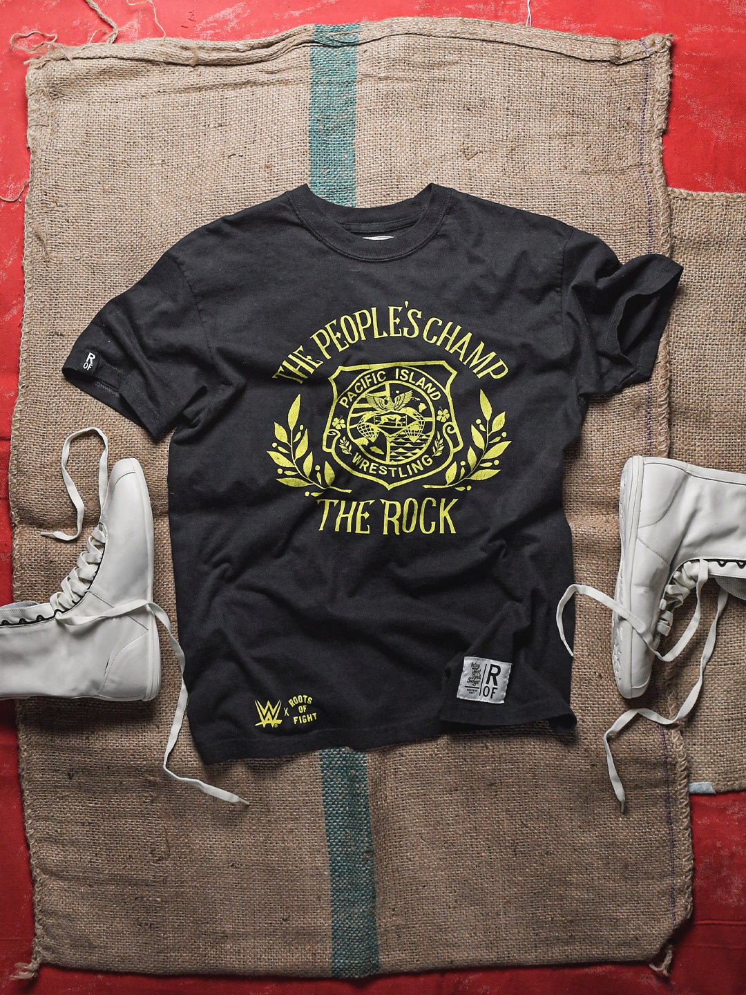 The Rock People's Champ Black Midweight Tee - Roots of Fight