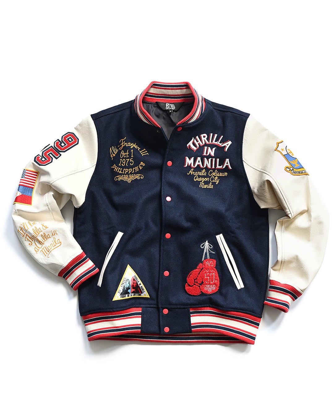 Thrilla in Manila 50th Anniversary Navy Varsity Jacket - Roots of Fight